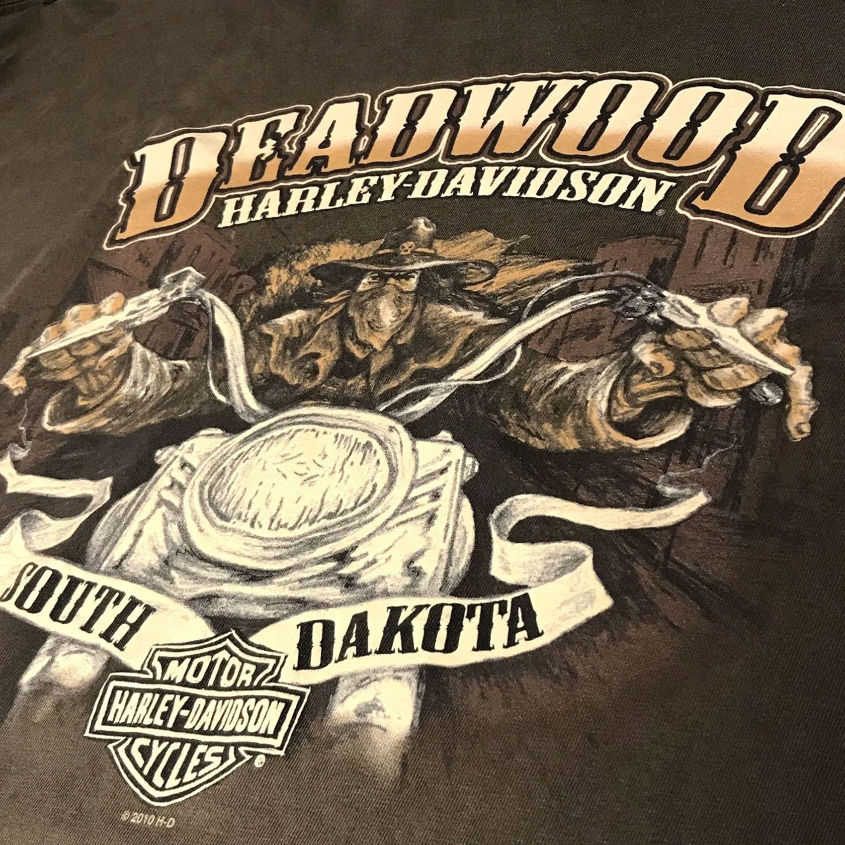 Harley Davidson Harley-Davidson Men T-Shirt Brown Deadwood Bandit Graphic 2XL Crew Neck Short Sleeve USA Western Vintage No Size US XXL / EU 58 / 5 - 5 Thumbnail