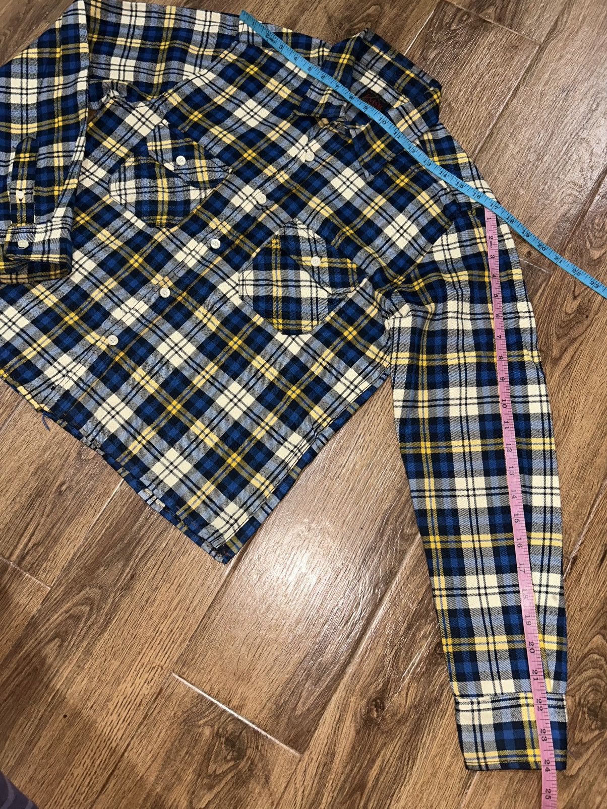 Evisu Evisu Cropped Plaid Check Flannel Shirt Size M / US 6-8 / IT 42-44 - 13 Thumbnail