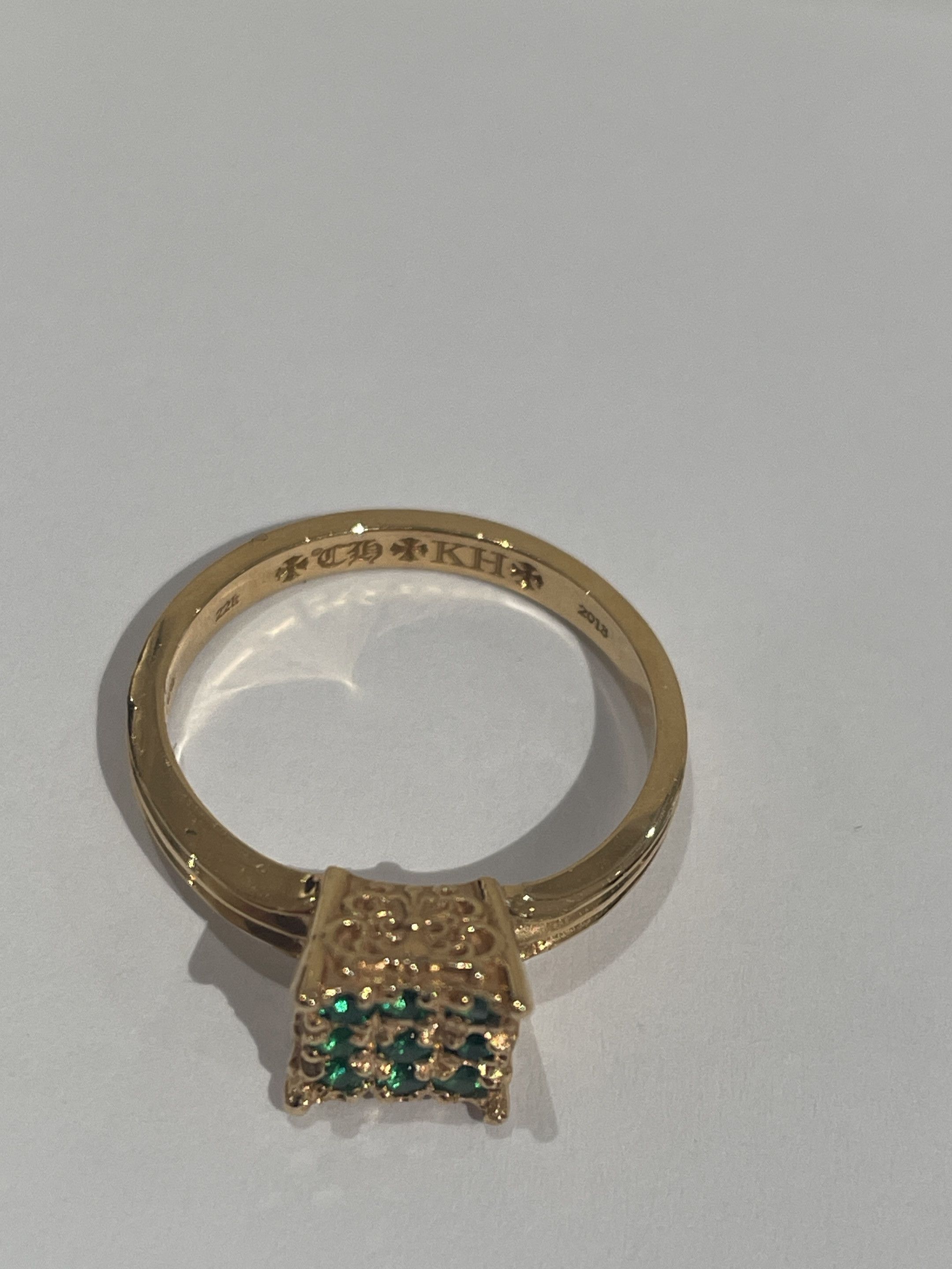 Chrome Hearts Chrome Hearts 22k Gold Emerald KH Cocktail Ring Size ONE SIZE - 7 Thumbnail