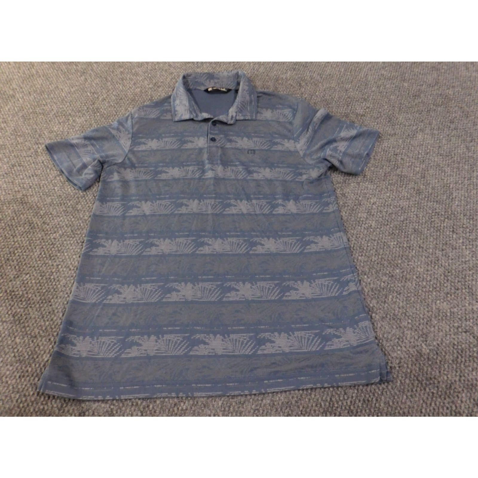 TravisMathew Travis Mathew Polo Men Large Blue Floral Knit Stretch Logo Golf Shirt Short Sleeve Button Collared Rx Vintage No Size US L / EU 52-54 / 3 - 3 Thumbnail