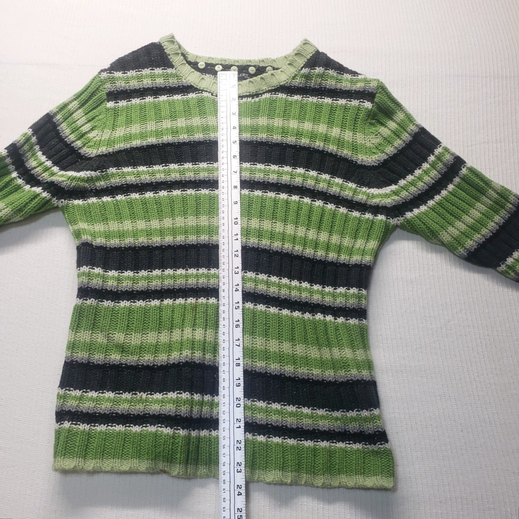 Vintage Tom Foolery Sweater Striped Knit Long Sleeve Adult 2X Green Women’s Plus Sized Size XXL / US 16-18 / IT 52-54 - 6 Thumbnail