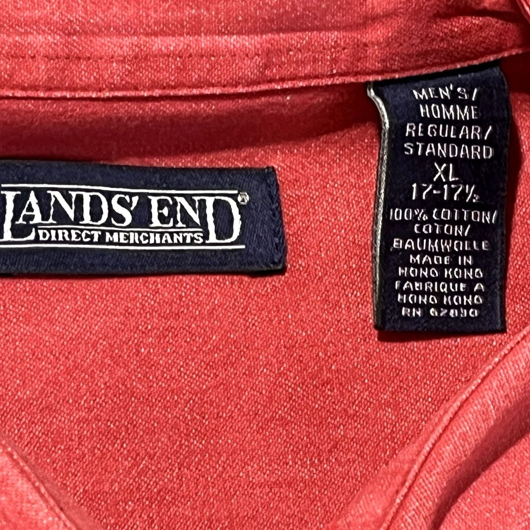 Lands' End VINTAGE Lands' End Heavyweight Cotton Work Shirt Men Solid Red XL Long Sleeve Button-Down Collar Size US XL / EU 56 / 4 - 5 Thumbnail