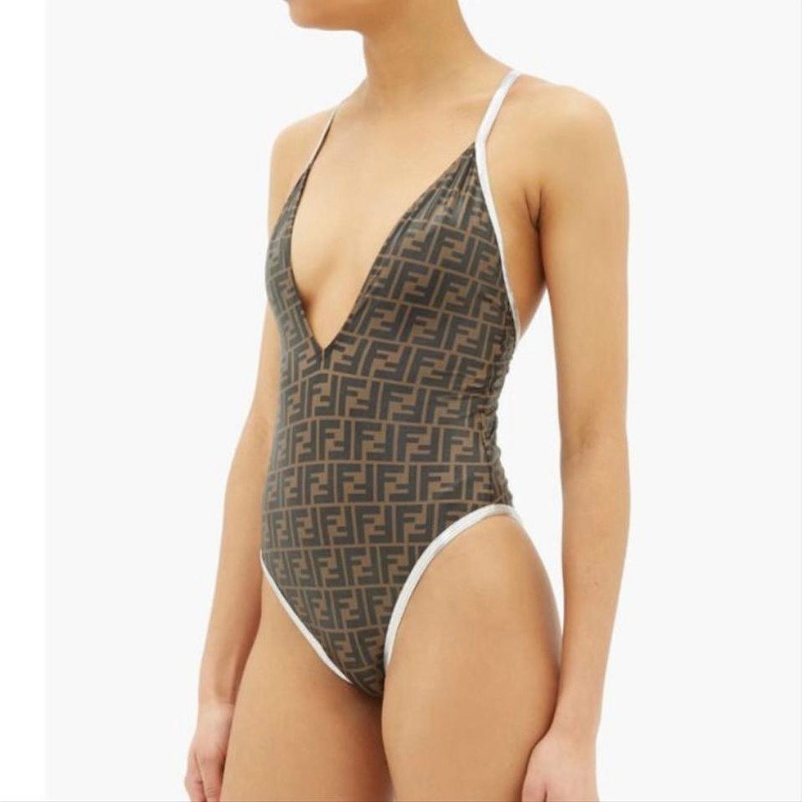 Fendi FF logo v neck swimsuit body suit Size S / US 4 / IT 40 - 2 Thumbnail
