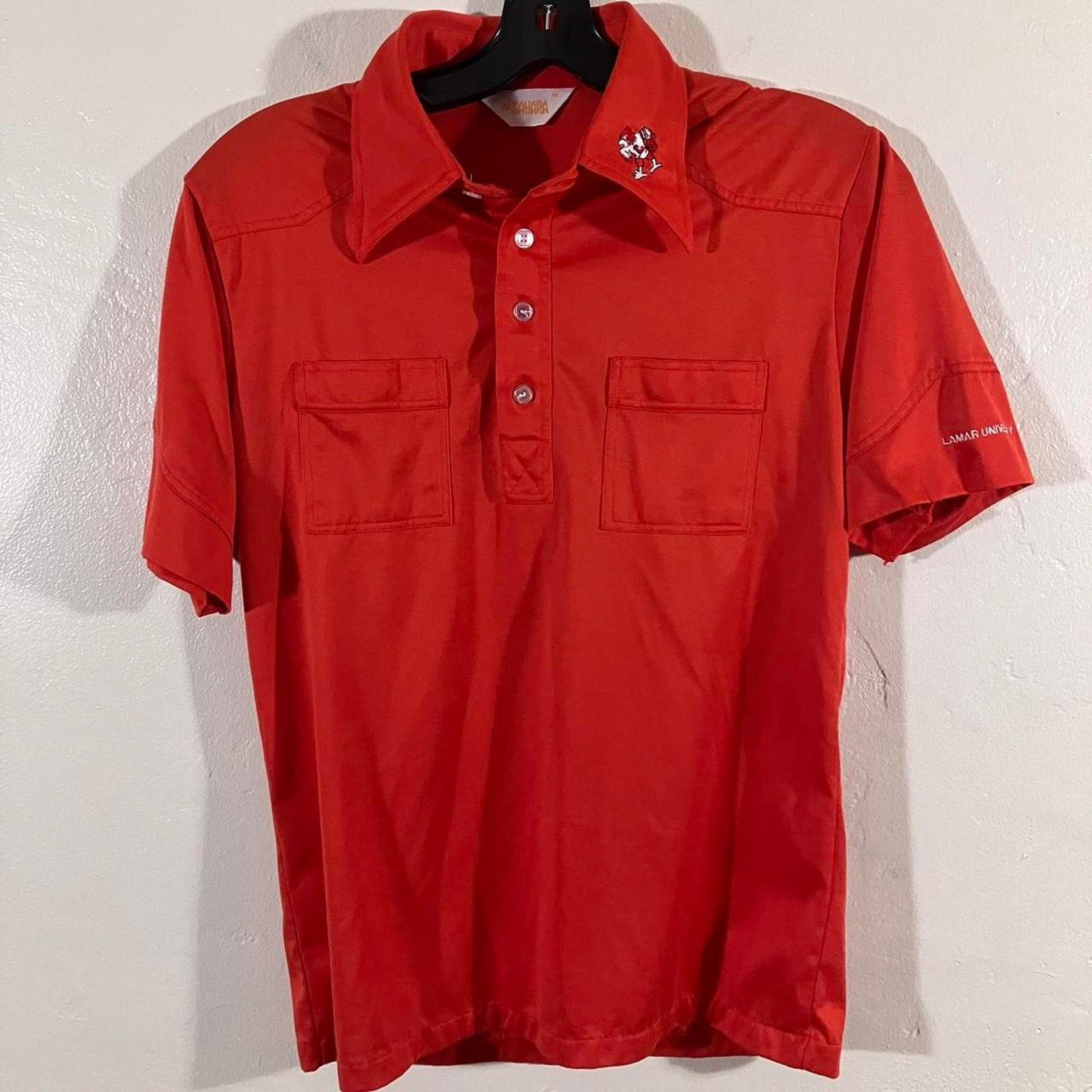 NCAA × Sahara Club × Vintage Vintage 70s Lamar University Cardinals Sahara Polo Shirt Size US M / EU 48-50 / 2 - 1 Thumbnail