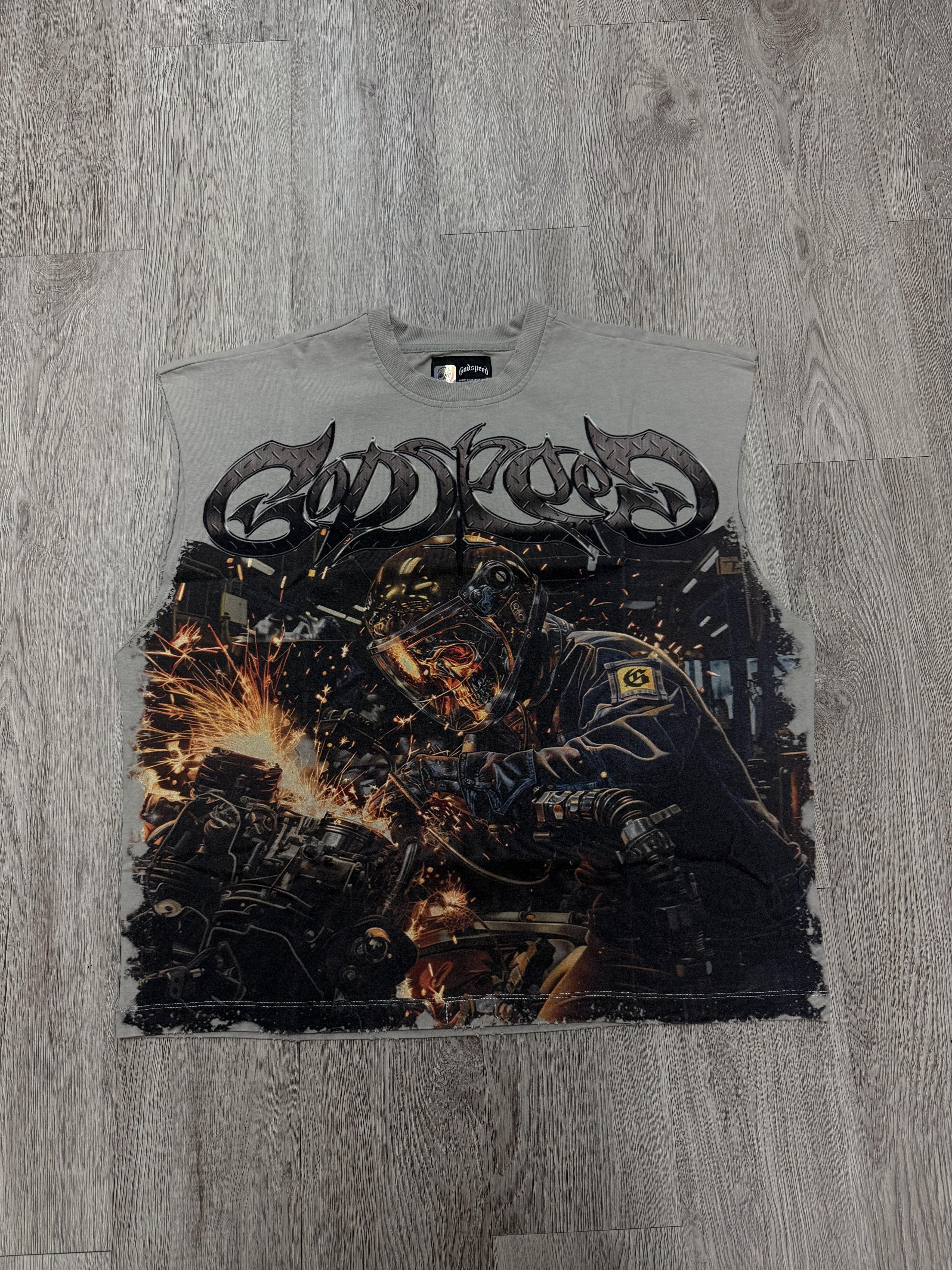 Godspeed Godspeed "Steel Sharpens Steel" Slate Grey Sleeveless Tee Size US XXL / EU 58 / 5 - 1 Thumbnail