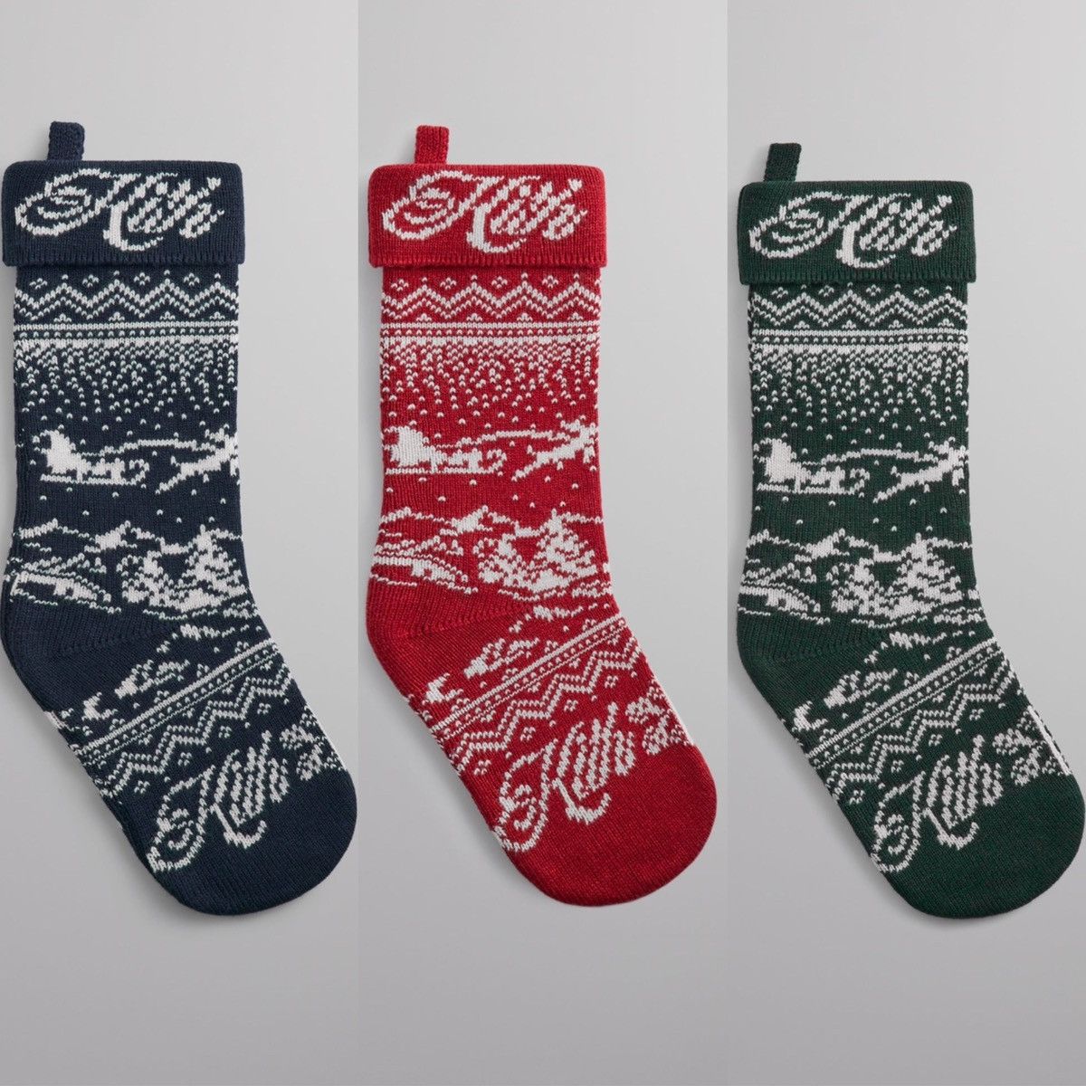 image of Kith Kithmas Christmas Stocking Set Of 3 In Hand in Red, Men's