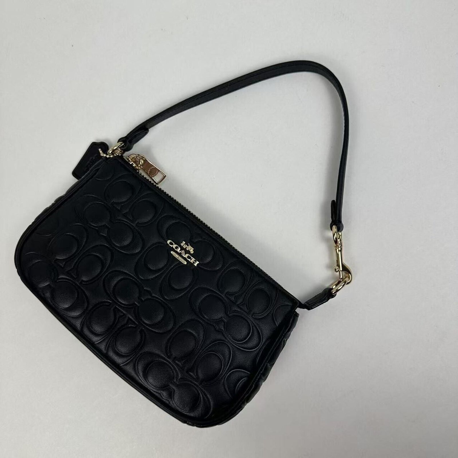 Coach Coach Wristlet Nolita 19 Signature Leather Embossed C Black Size ONE SIZE - 7 Thumbnail