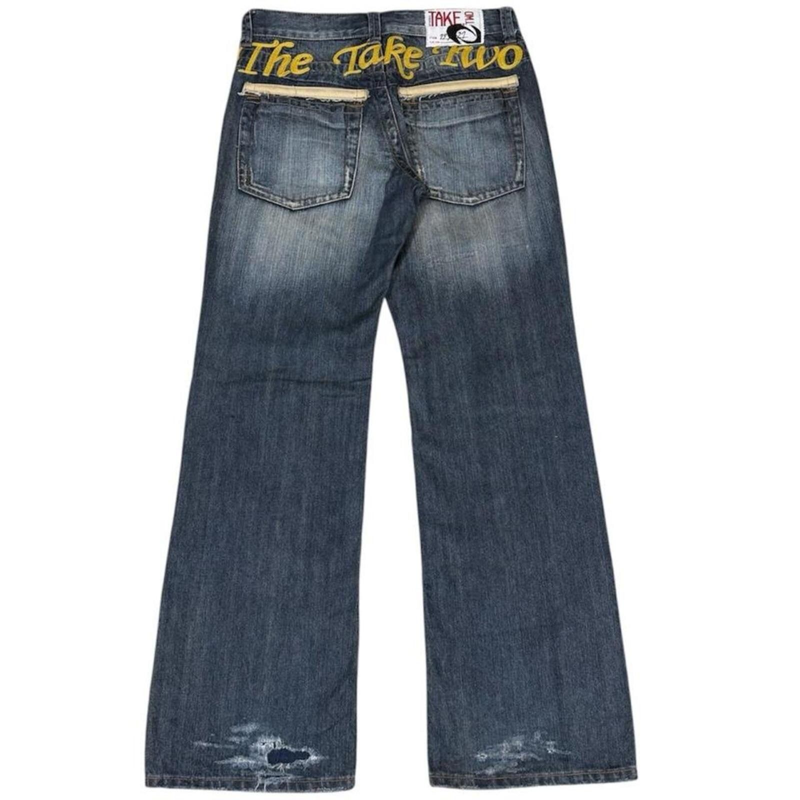 Other Y2K Take Two leather work bootcut style denim jeans Size US 31 - 1 Thumbnail