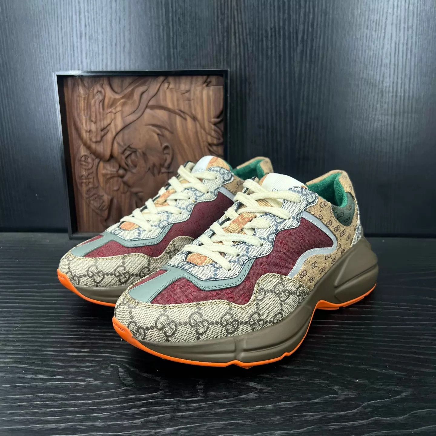 Gucci Gucci Rhyton Women's Brown Full Print Sneakers 36.5 New Size US 6 / IT 36 - 1 Thumbnail