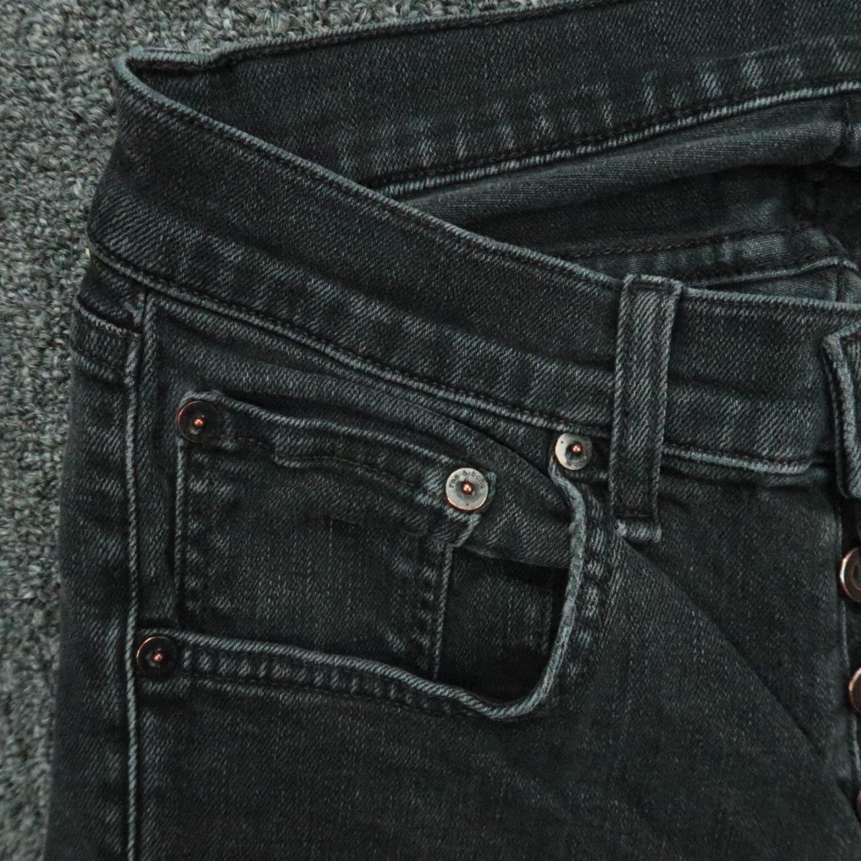 Rag & Bone rag & bone Jeans Men 28x28 Black Slim 5-Pocket Denim Button Fly Size US 28 / EU 44 - 3 Thumbnail