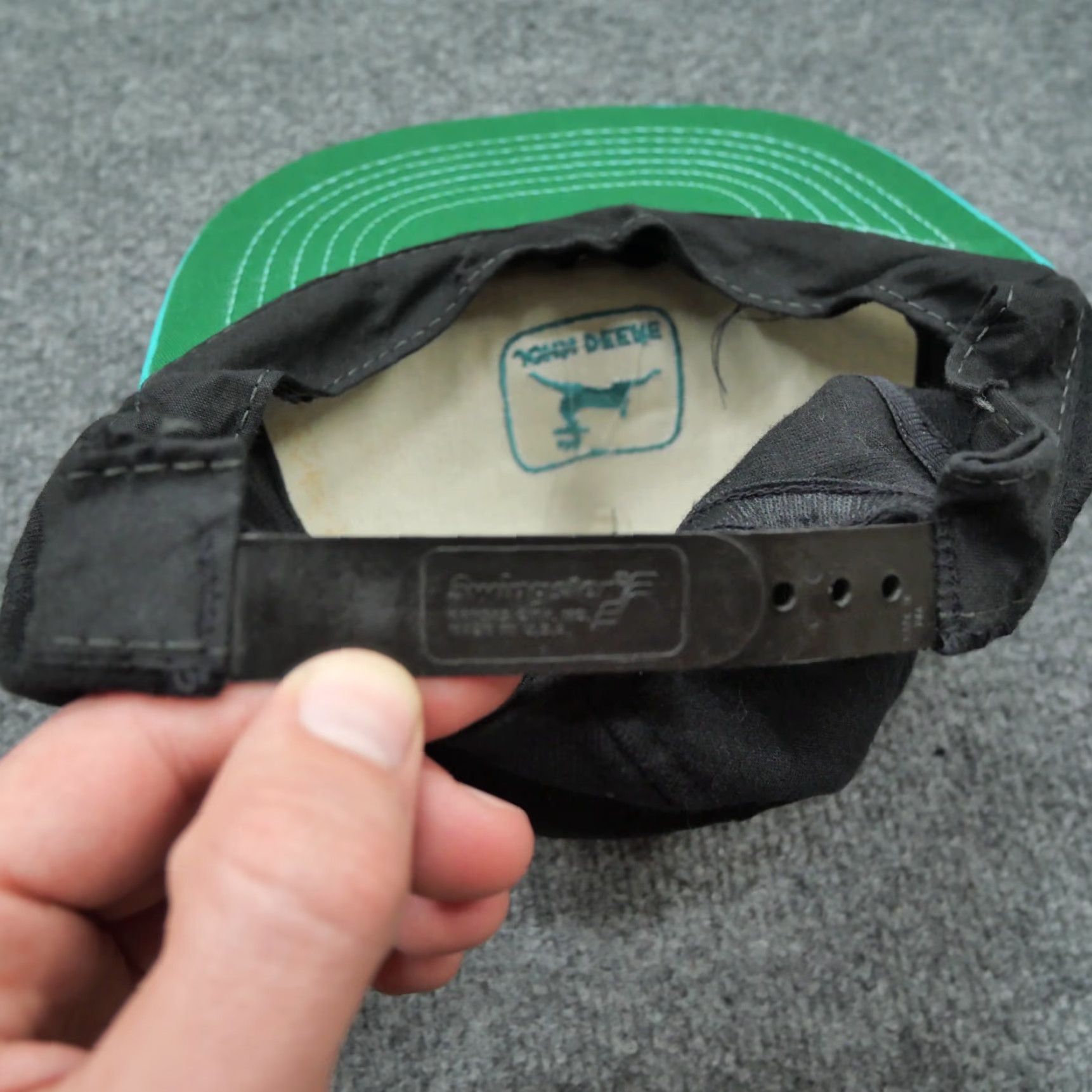 John Deere VINTAGE John Deere Hat Baseball Cap One Size Men Black 90s Adjustable Cotton Swingster 80s 90s Size ONE SIZE - 6 Thumbnail