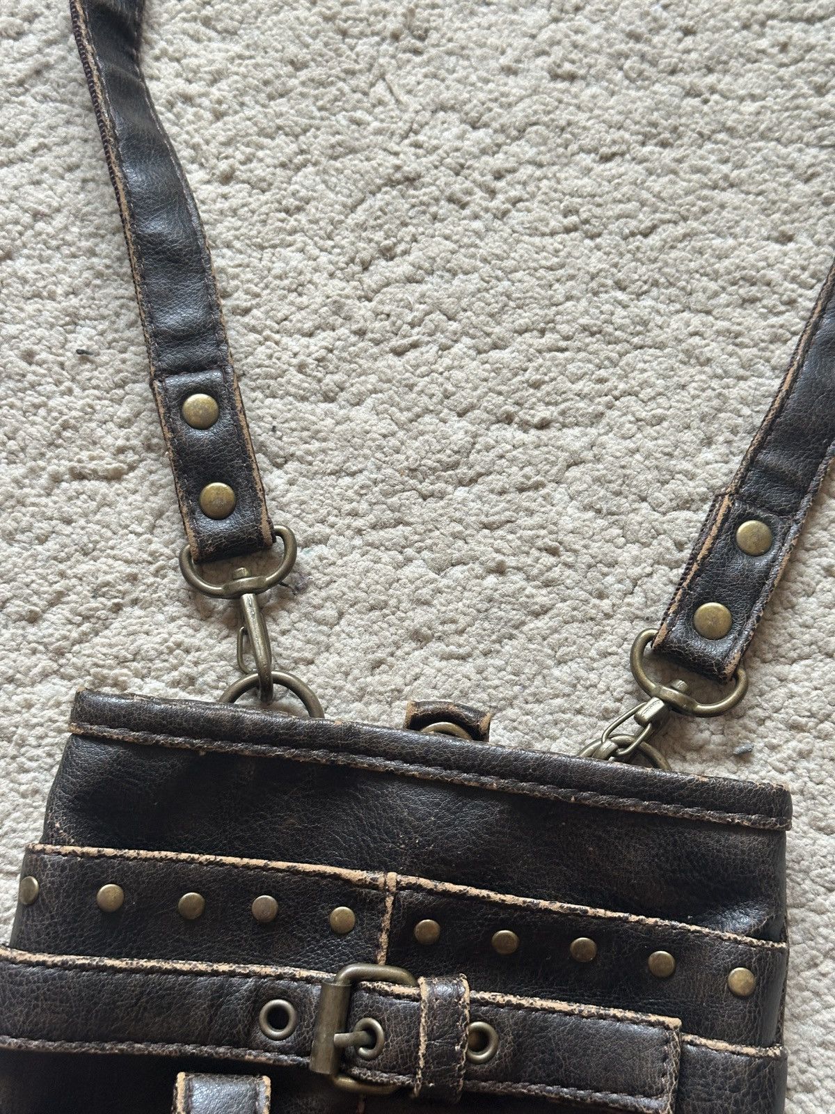 Japanese Brand 2000s Fabric Connection Cross logo Leather Sling Bag Size ONE SIZE - 11 Thumbnail