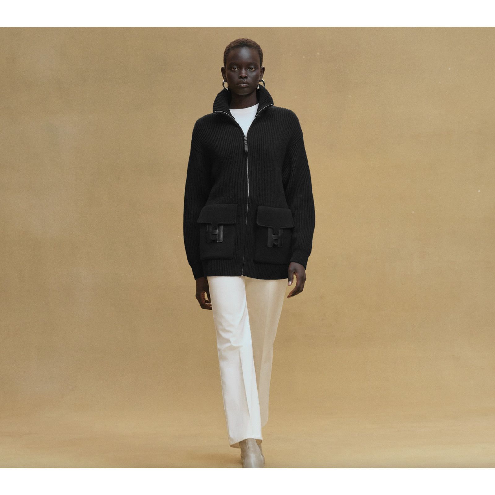 Hermes Logo Zip Up Zipper Cardigan Sweater Wool Knit Jacket 38 Size XS / US 0-2 / IT 36-38 - 3 Thumbnail