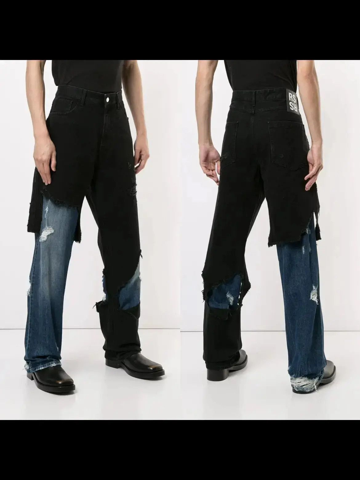 Raf Simons Raf Simons FW19 Distressed Double layer denim-2505 Size US 29 - 9 Thumbnail