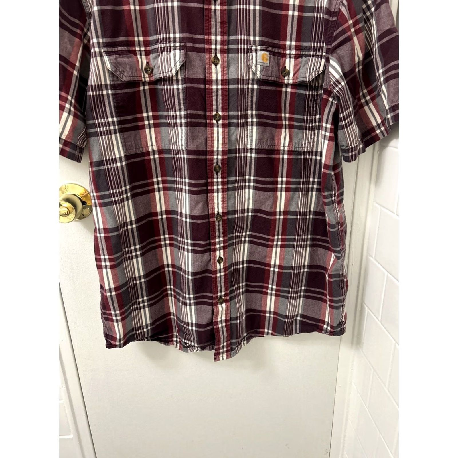 Carhartt Carhartt Shirt Mens L Red Plaid Button-Up Short Sleeve Work Casual Port 103553 639 Size US L / EU 52-54 / 3 - 3 Thumbnail