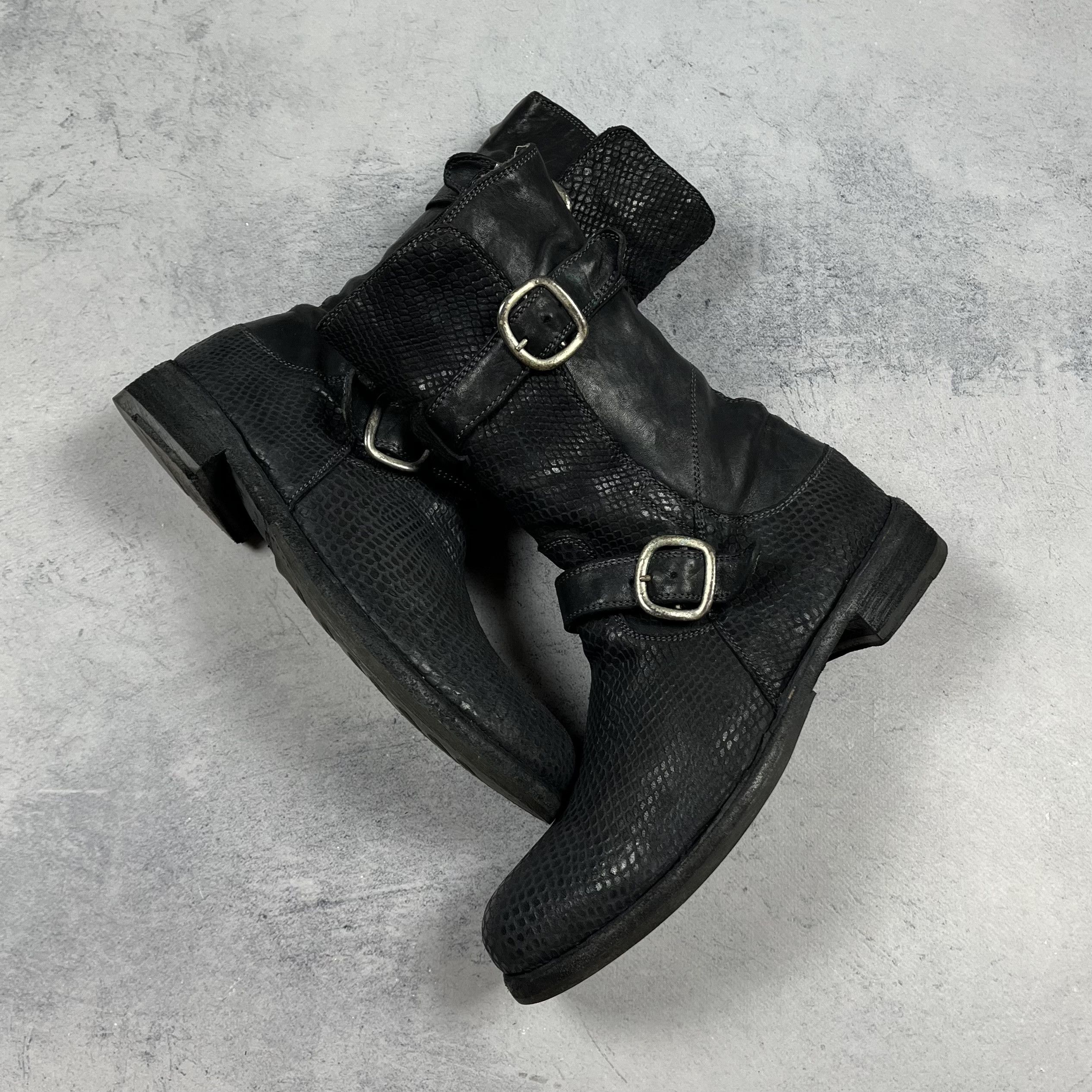 Officine Creative Avant-Garde Officine Creative Snake Embossed Biker Boots Size US 6 / IT 36 - 1 Thumbnail