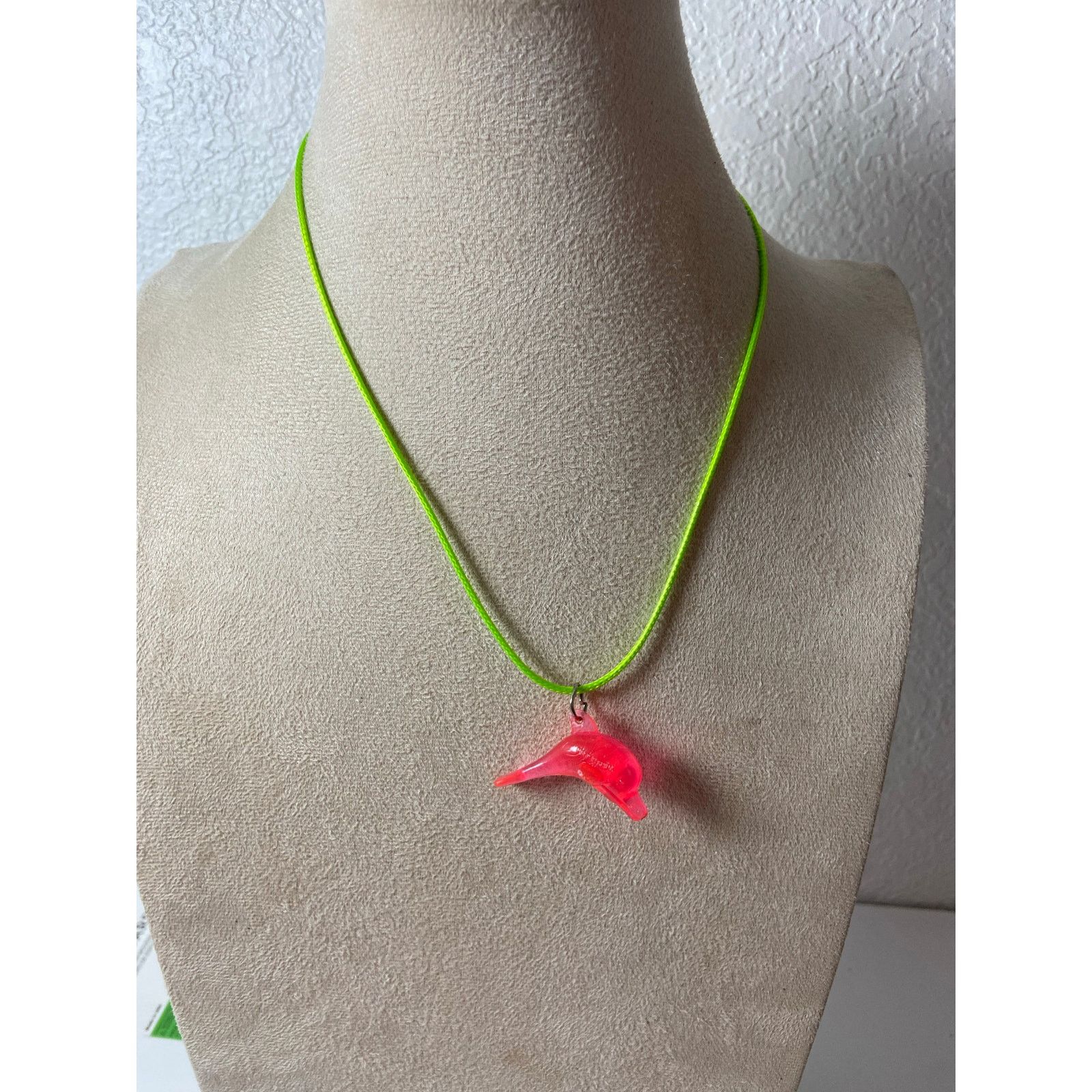 Handmade upcycled hot pink dolphin necklace Size ONE SIZE - 1 Thumbnail