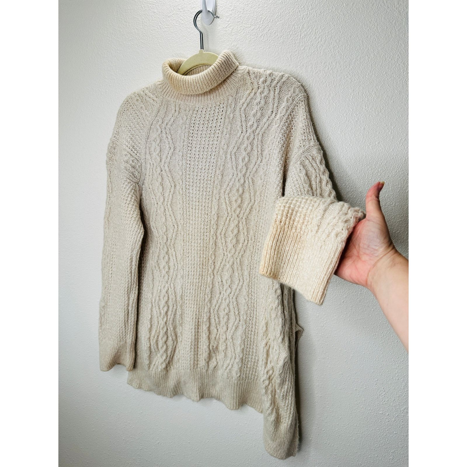 Vince Vince Cream Chunky Knit Long Sleeve Mock Neck Sweater L Size L / US 10 / IT 46 - 3 Thumbnail