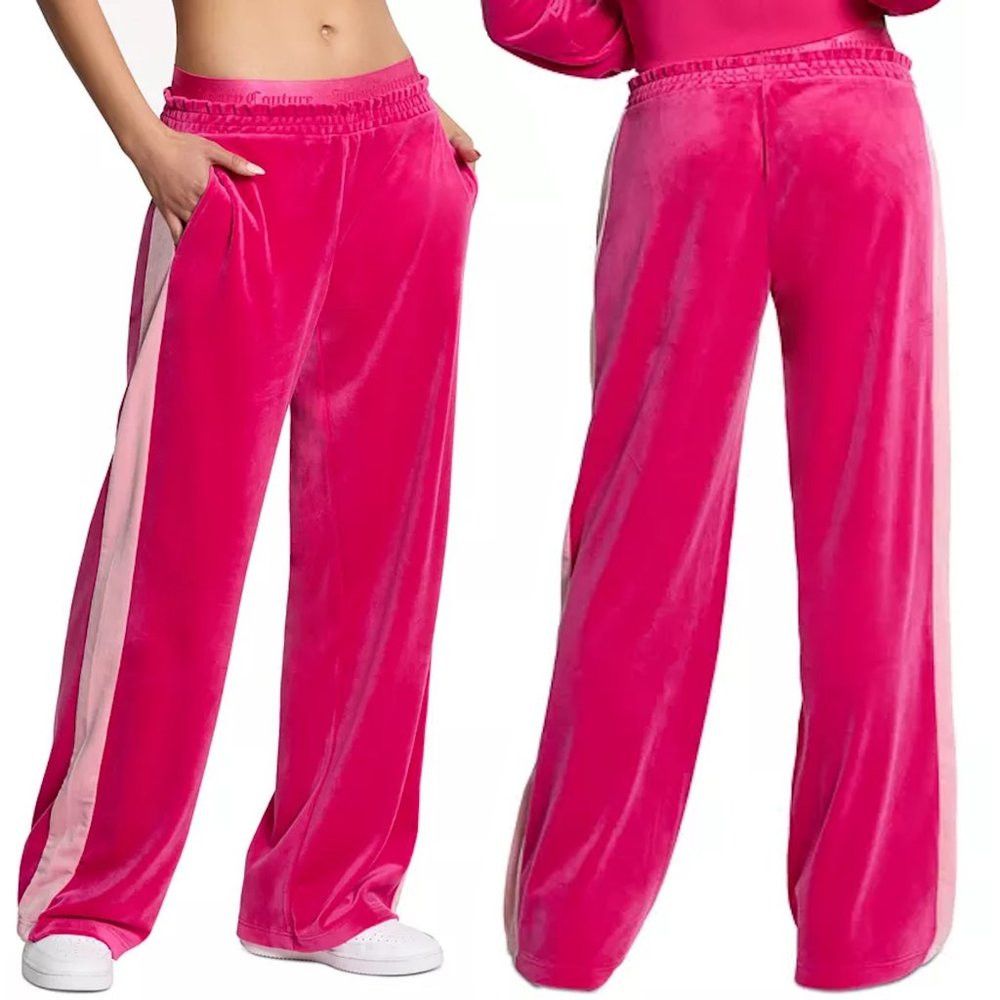 NWT New $109 Juicy Couture Wide-Leg Velour Pink Pants M