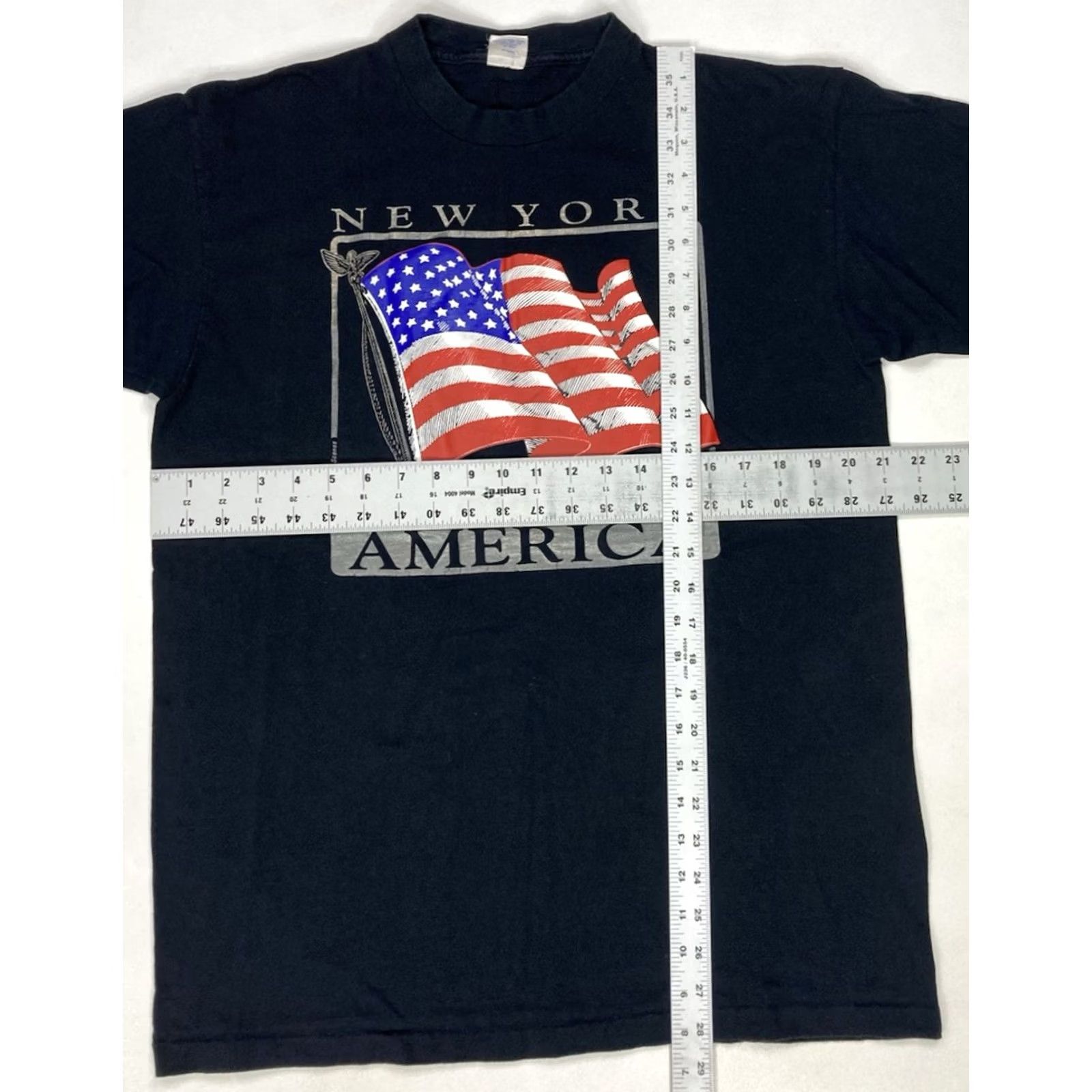 Vintage VINTAGE New York USA Flag Graphic T-shirt Men L 90s Cotton Black Crew Neck Short Sleeve Logo 1990s City Size US L / EU 52-54 / 3 - 7 Thumbnail