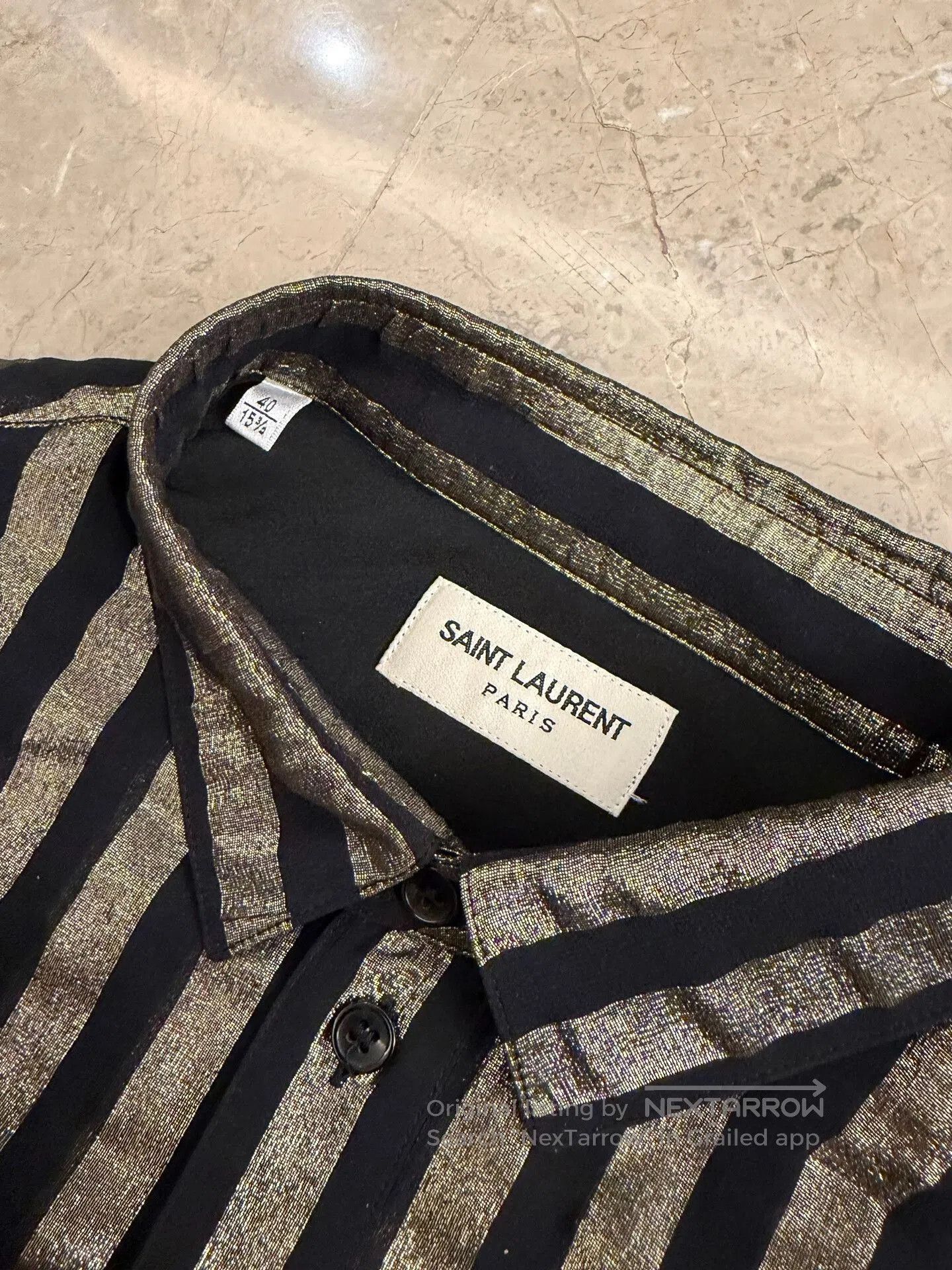 Saint Laurent Paris Saint Laurent Black Striped Silk Shirt. Size US XXS / EU 40 - 3 Thumbnail