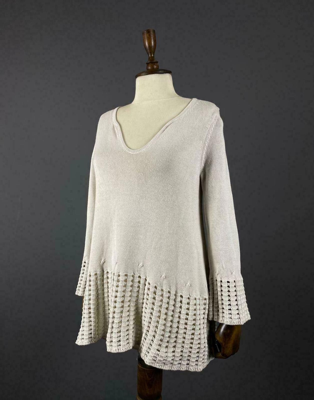 Designer Ladies Hemisphere Beige Knit Long Sleeve Short Dress Size 34 Size M / US 6-8 / IT 42-44 - 1 Thumbnail