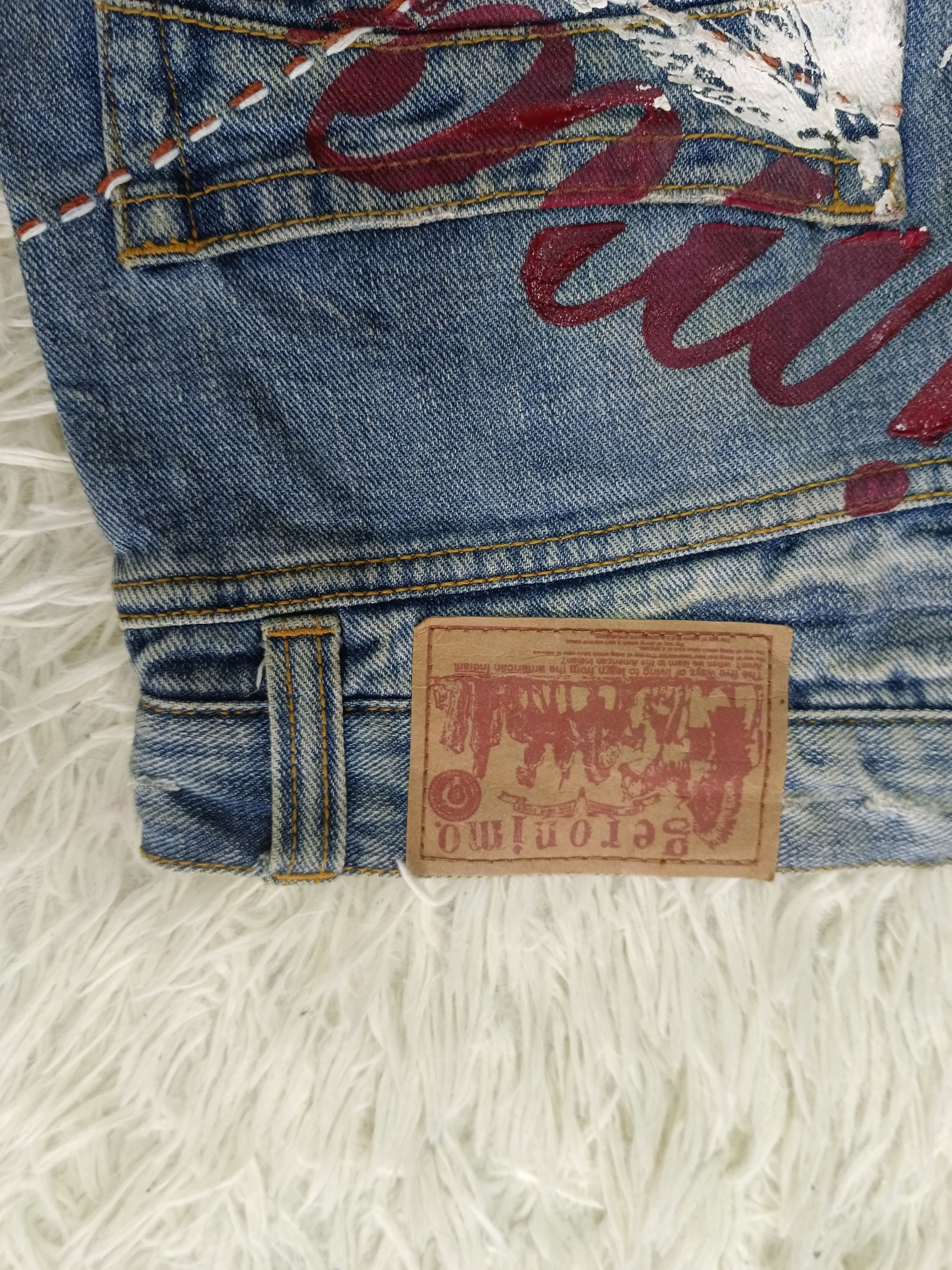 Japanese Brand NATIVE ART GERONIMO DISTRESSED DENIM PANTS Size US 32 / EU 48 - 6 Thumbnail