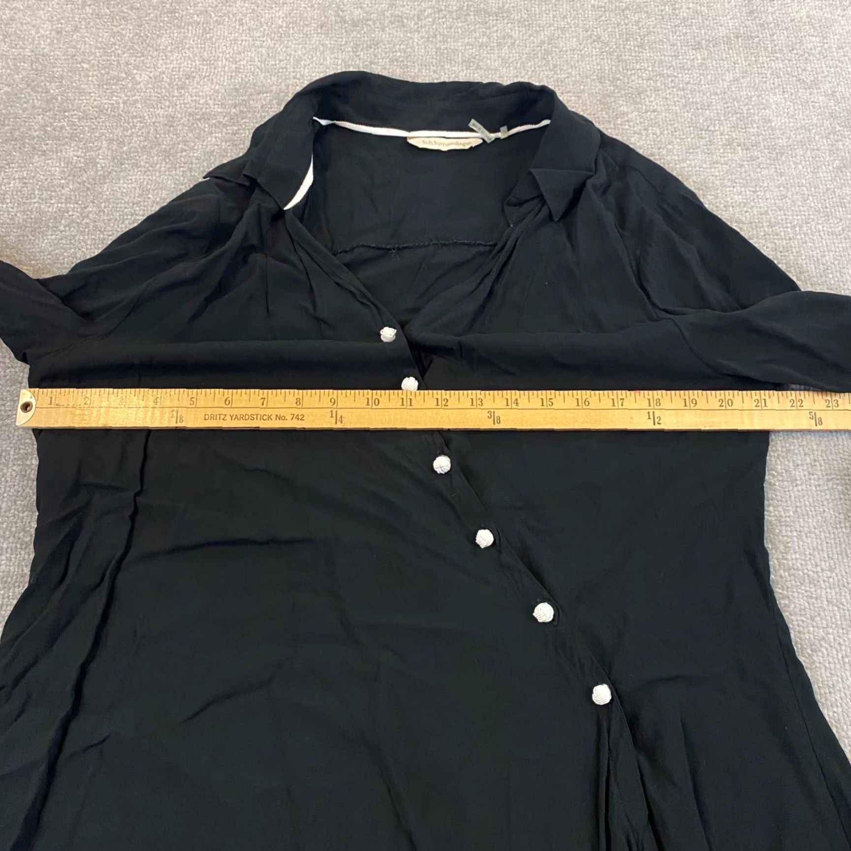 Soft Surroundings Soft Surroundings Pagoda Top Womens Large Black Tunic Wrap Shirt Roll Tab 3/4 Size L / US 10 / IT 46 - 7 Thumbnail