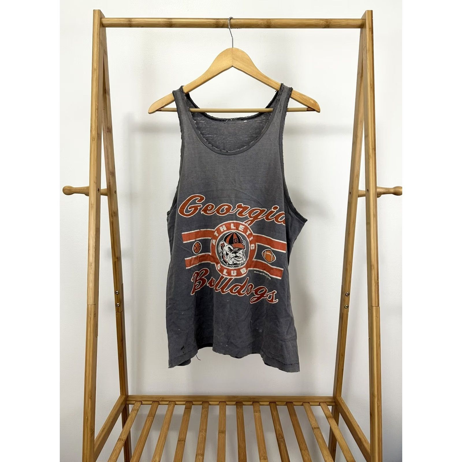 Vintage VTG 80s University of Georgia Bulldogs Tank Top XL Black Mens Worn WIP Gradient Sun Faded Greek Life Shirt Size US XL / EU 56 / 4 - 2 Thumbnail