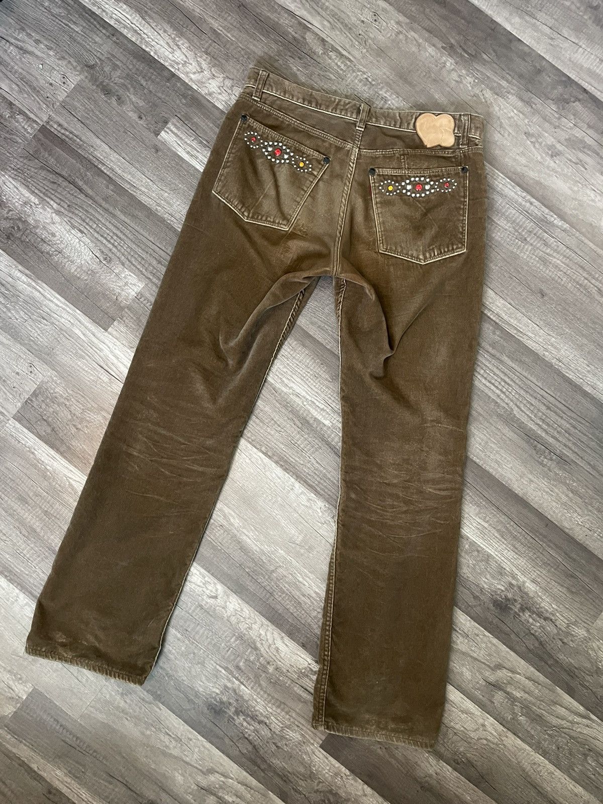 Number (N)ine 🎆 NUMBER NINE AW ‘03 STUDDED JEWEL VELVET PANTS Size US 31 - 3 Thumbnail