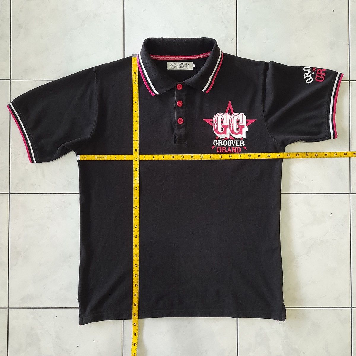 Japanese Brand Groover Grand Polo Shirt Black Pink Logo Y2K Streetwear Size US L / EU 52-54 / 3 - 19 Thumbnail