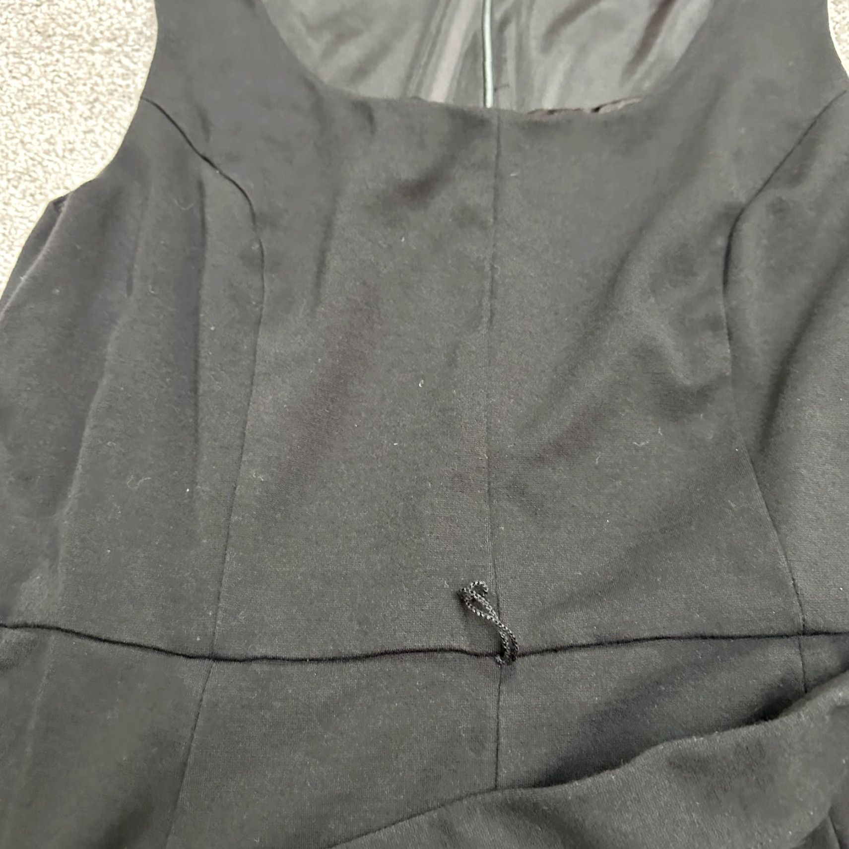 Vintage Kate Hill Dress Womens 14 Black Square Neck Sleeveless Belted A-Line Knee Length Size XL / US 12-14 / IT 48-50 - 5 Thumbnail