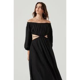 ASTR The Label Astr The Label Black Cassian Off-The-Shoulder Cutout Dress Size XS / US 0-2 / IT 36-38 - 3 Thumbnail