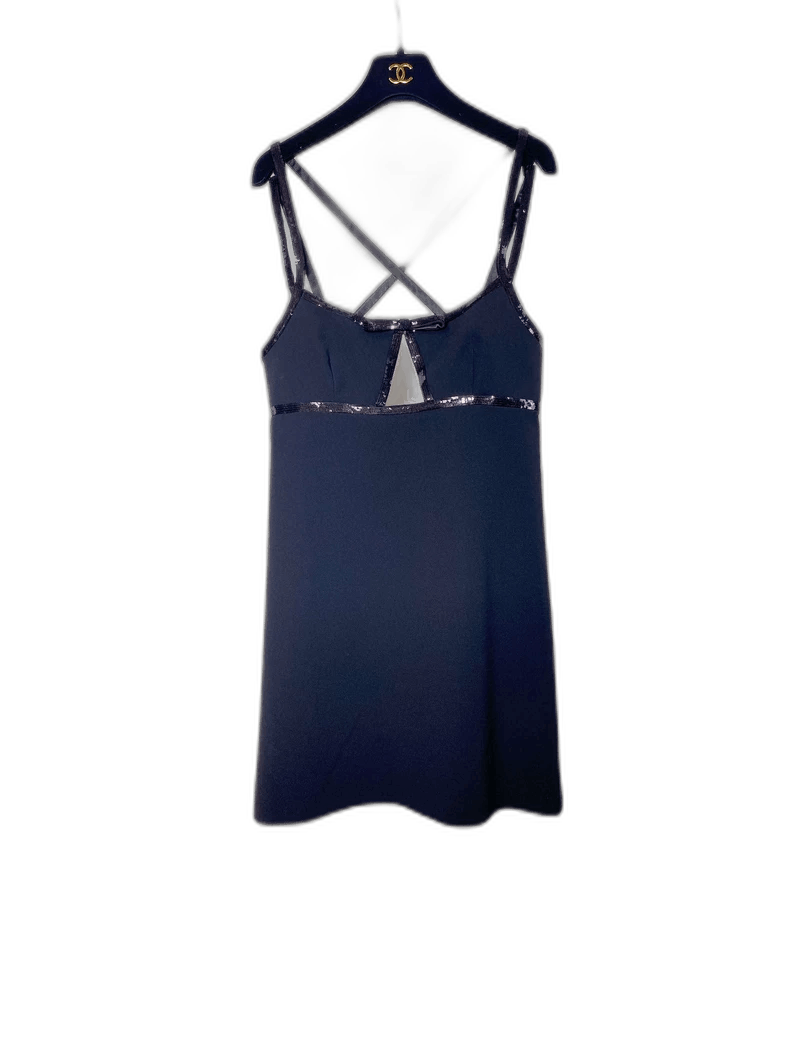Prada Miu Miu Sequin Back Cross Strap Dress-2506 Size L / US 10 / IT 46 - 1 Thumbnail
