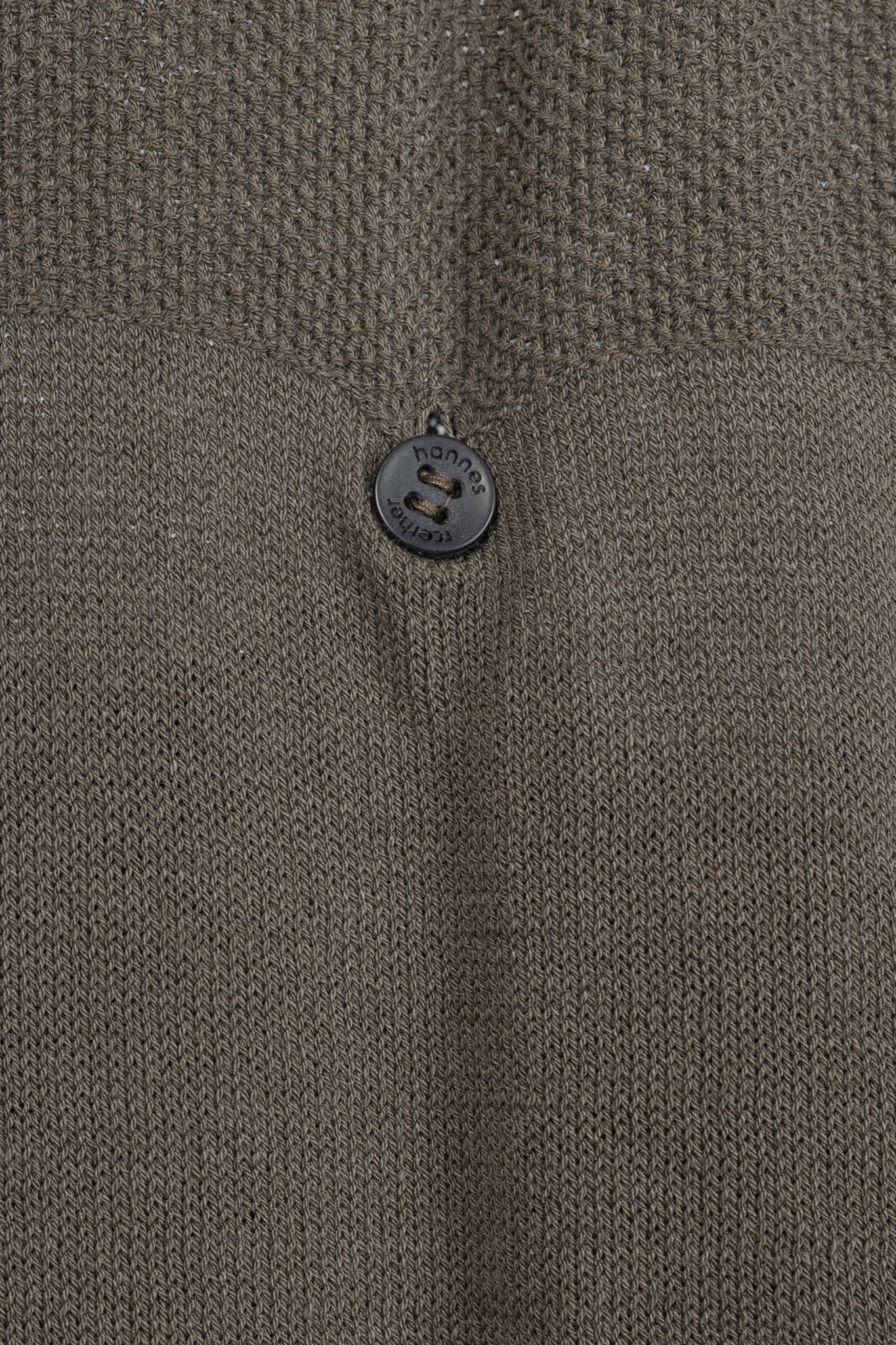 hannes roether hannes roether Brown Cotton-Blend Pique-Knit Buttoned Top Size US M / EU 48-50 / 2 - 8 Thumbnail