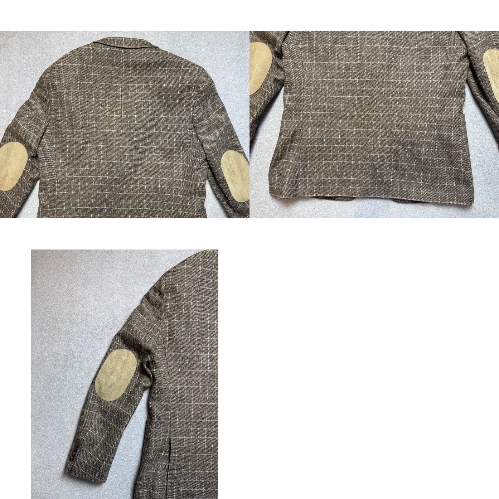 Vintage Navyboot Blazer Shirt Mens EU 54 Brown Plaid Wool 100 Super 100 Wool Jacket Check Tuxedo Adjusted Size 54R - 11 Thumbnail