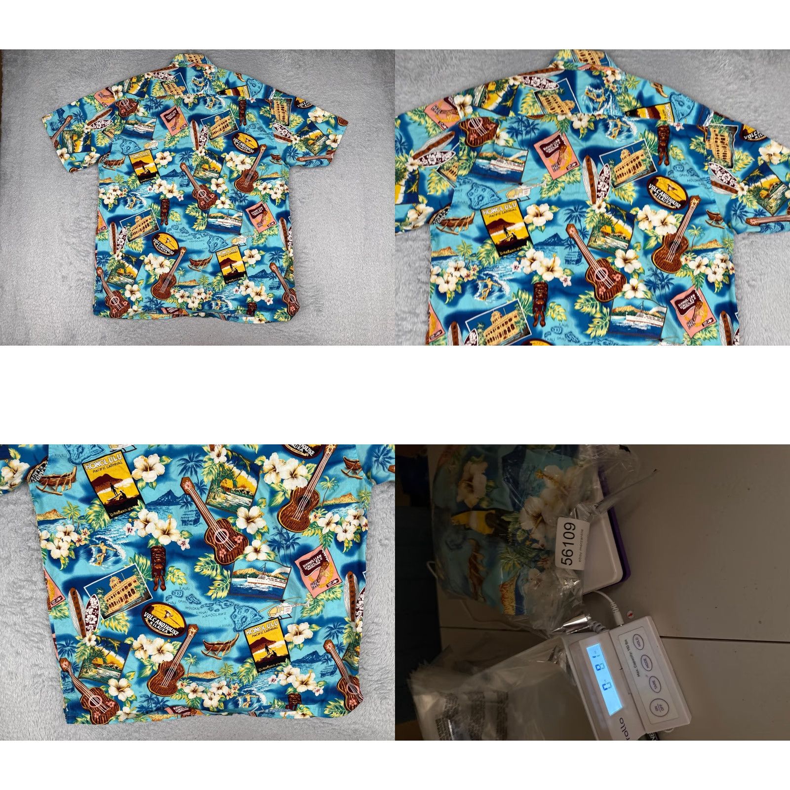 Vintage VINTAGE High Surf Shirt Adult 2XL Blue Floral Tiki Ukulele Button Up 100% Cotton Size US XXL / EU 58 / 5 - 9 Thumbnail
