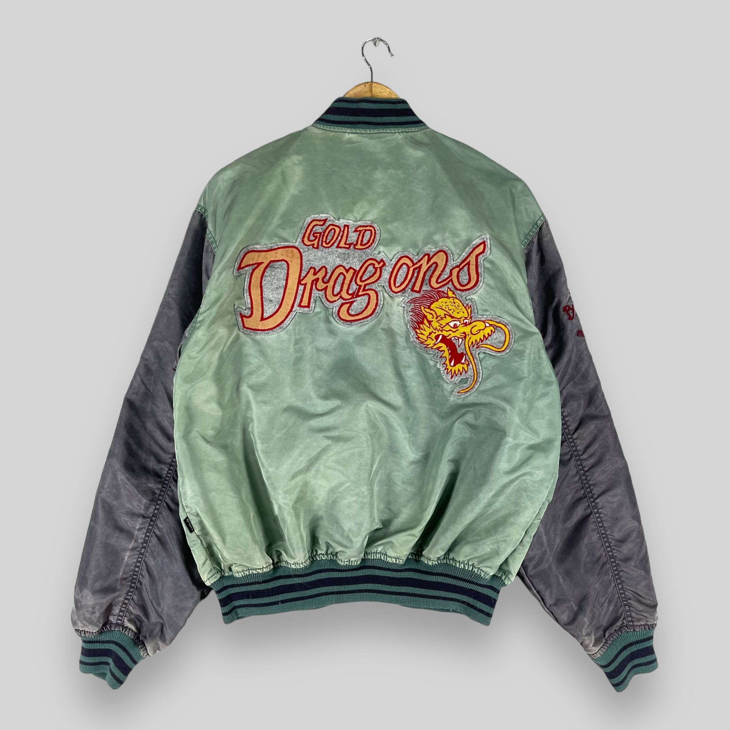 Vintage AVIREX Ltd Gold Dragons Satin Varsity Jacket