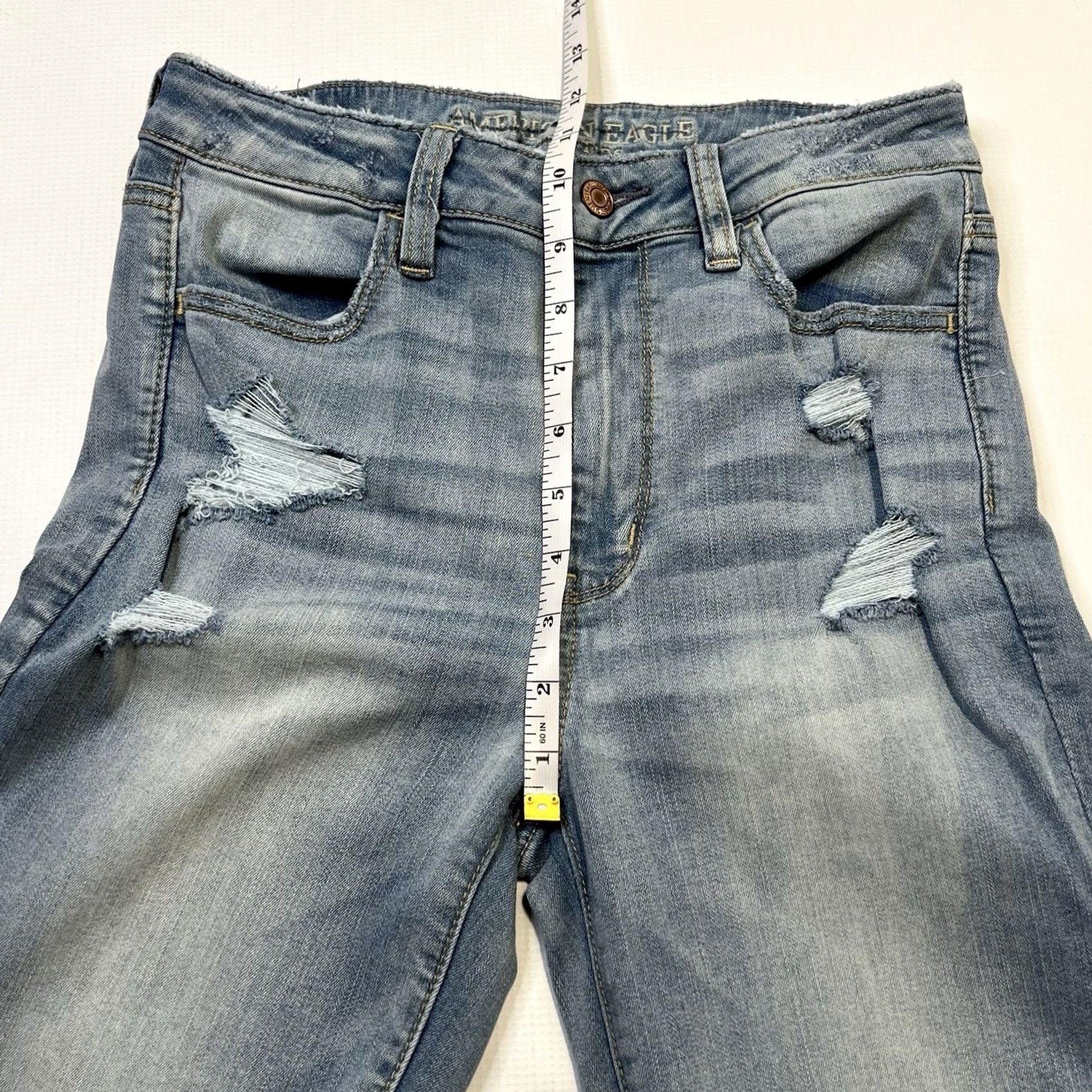 American Eagle Outfitters VINTAGE American Eagle AE Washed Jegging Size 8 Ripped, Super Hi Rise Size 30" / US 8 / IT 44 - 6 Thumbnail