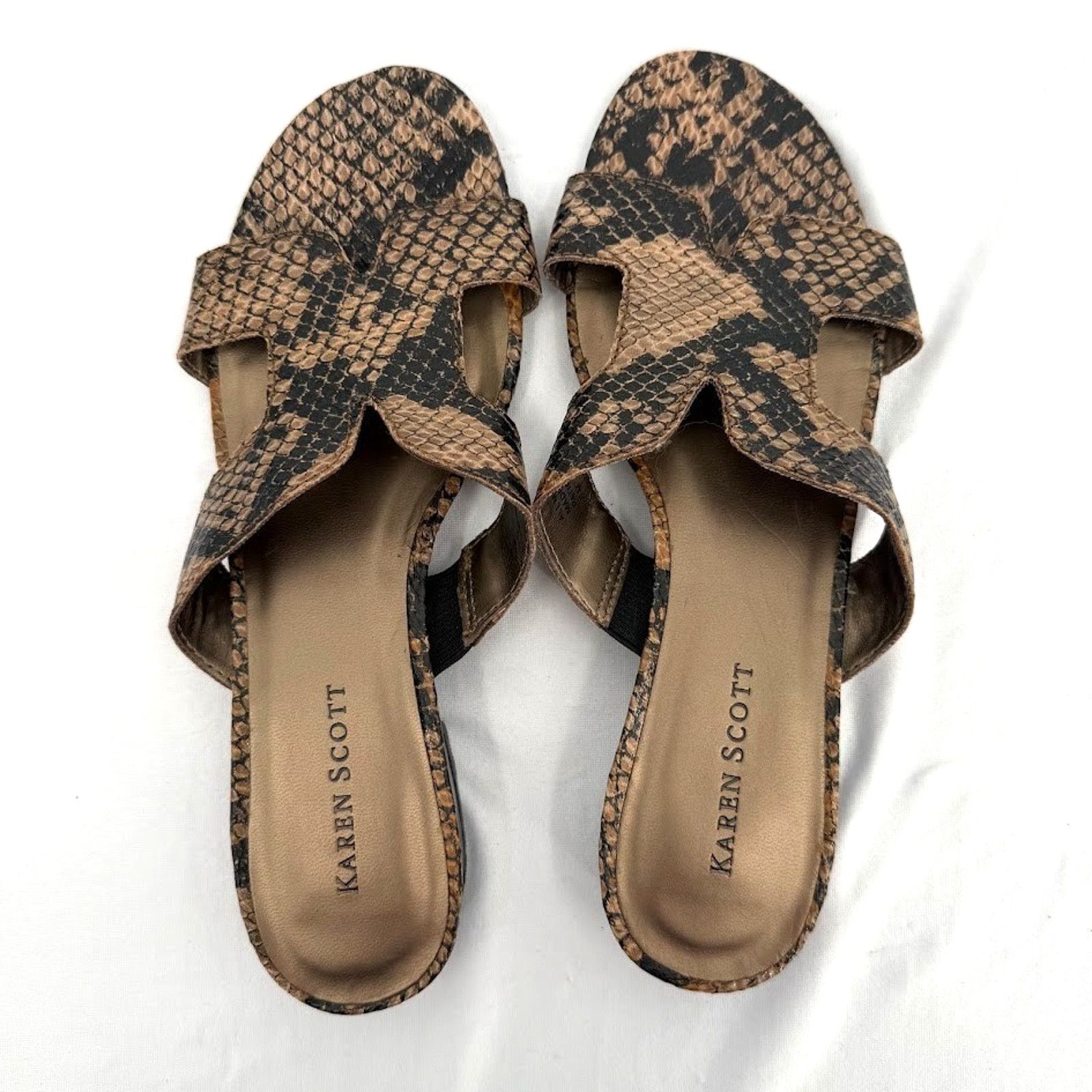& Other Stories Karen Scott Womens 6M Slide Sandals Snake Toe Slip On Size US 6 / IT 36 - 2 Thumbnail