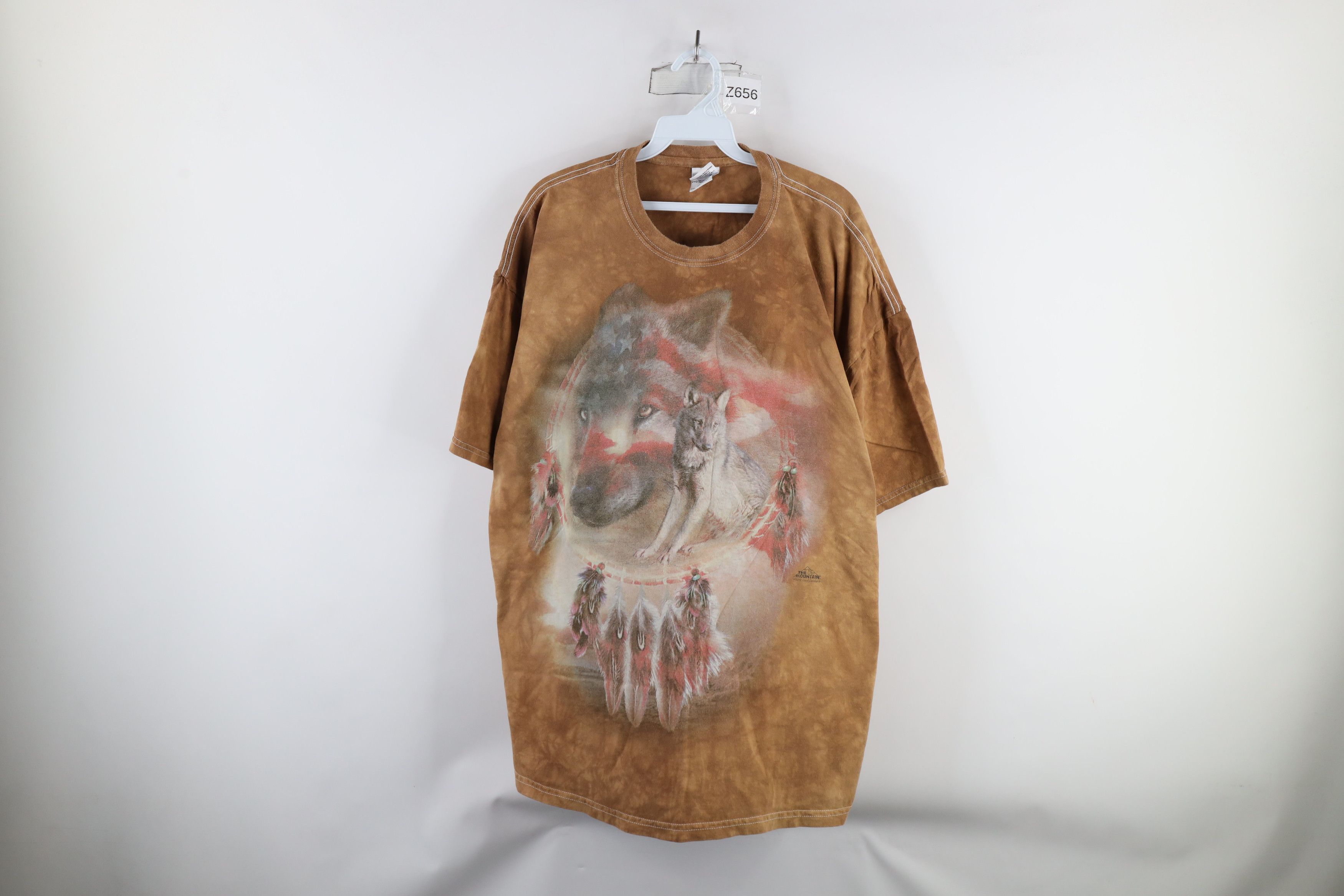 Vintage Vintage Y2K Streetwear Acid Wash Indian Wolf T-Shirt Brown Size US XXL / EU 58 / 5 - 1 Thumbnail