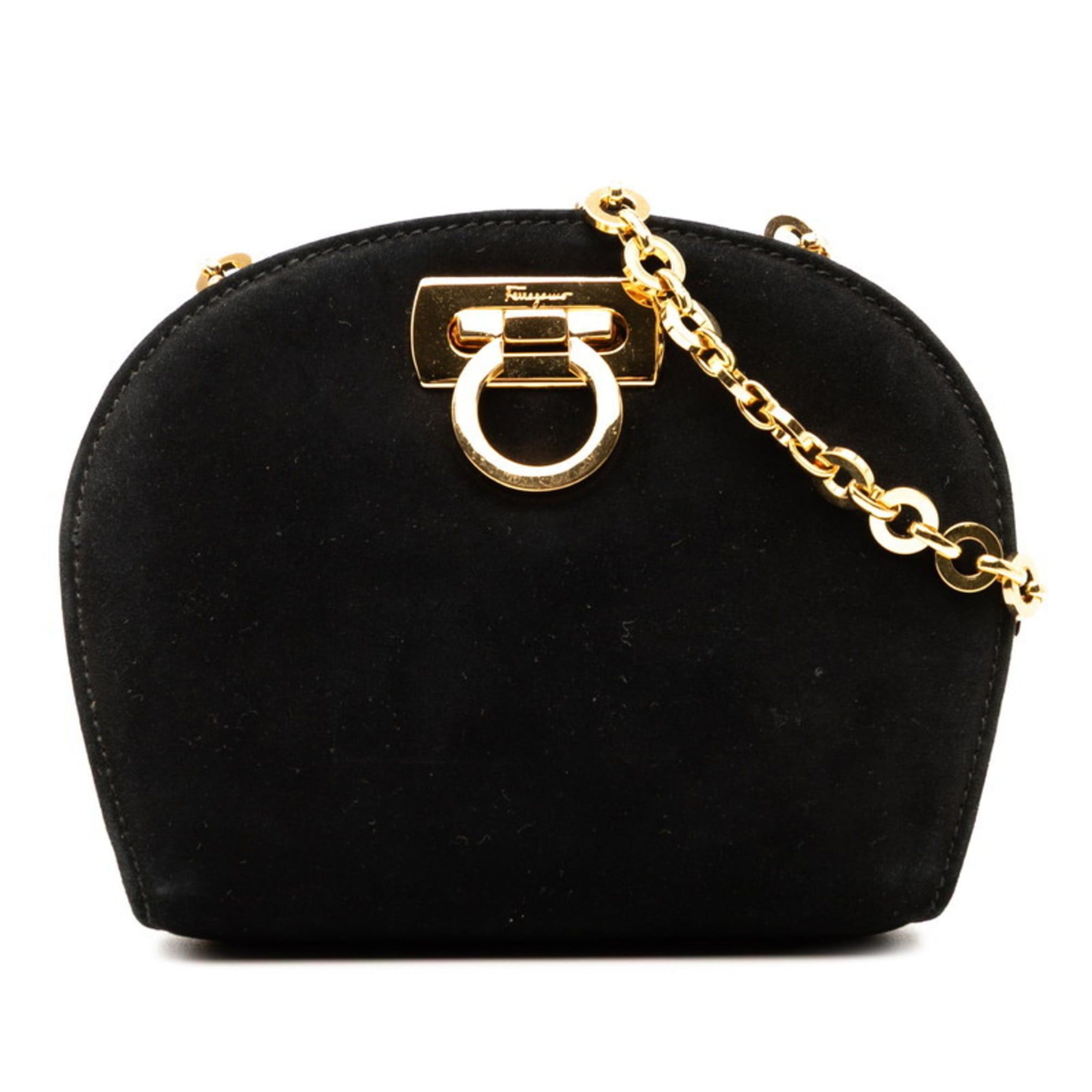 Salvatore Ferragamo Salvatore Ferragamo Gancini Chain Mini Shoulder Bag AQ-216150 Black Nubuck Leather Women's Size ONE SIZE - 1 Thumbnail