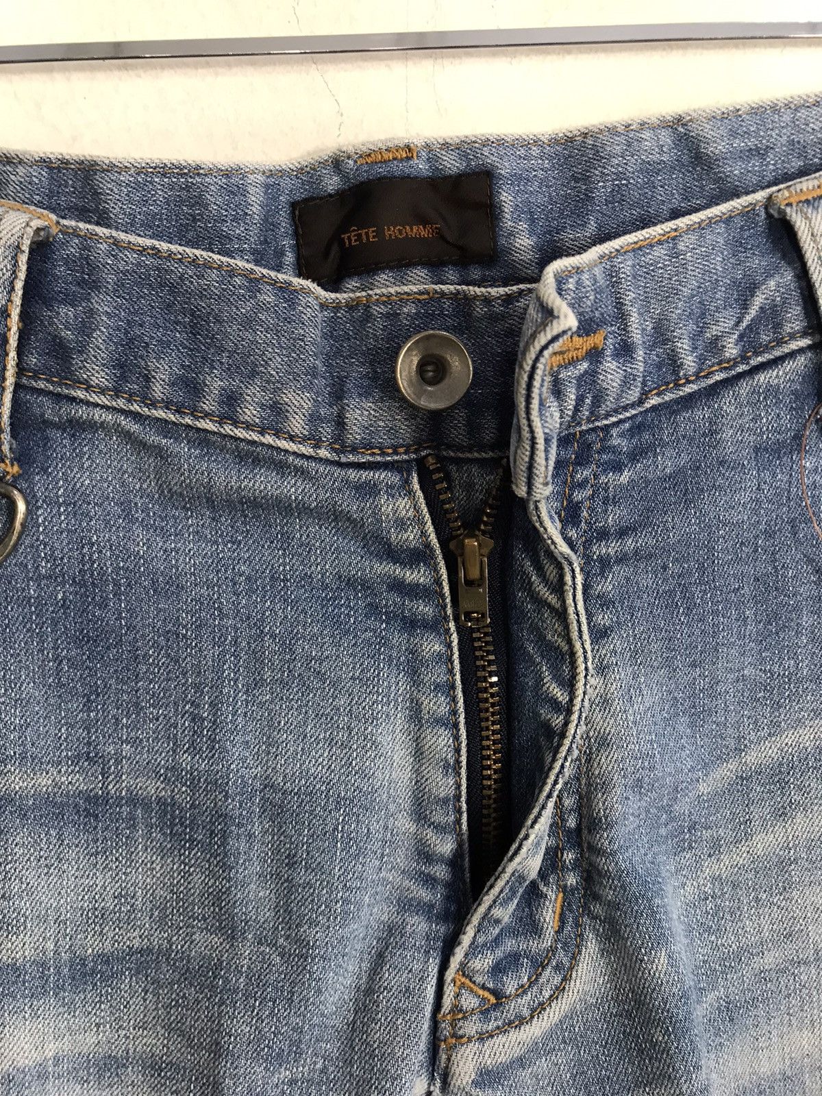 Designer Tete Homme Issey Miyake Cargo Bondage Denim Jeans Pants Size US 33 - 5 Thumbnail