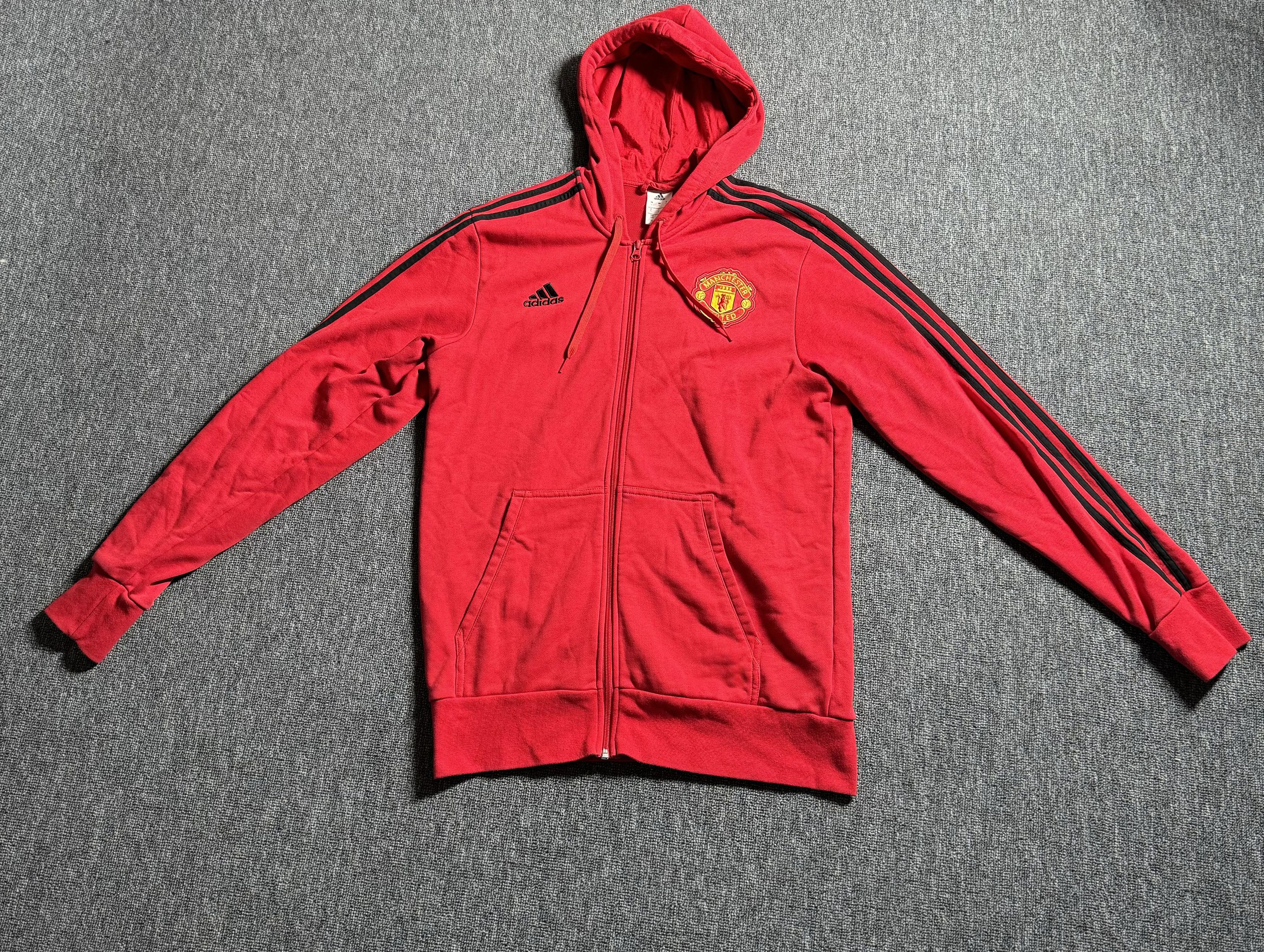 Adidas Adidas Manchester United Hoodie Red Full Zip 3 Stripes Size US L / EU 52-54 / 3 - 2 Thumbnail