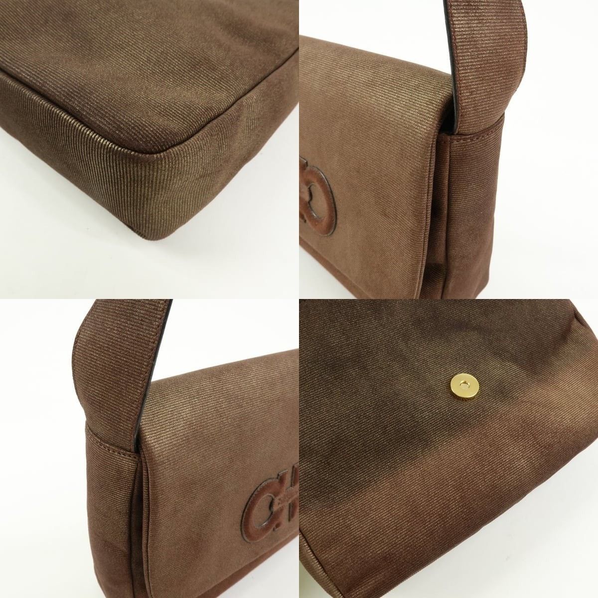 Salvatore Ferragamo Ferragamo Gancini Canvas & Leather Shoulder Bag Brown Size ONE SIZE - 5 Thumbnail
