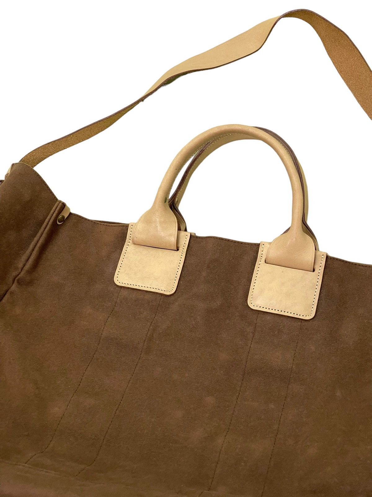 Japanese Brand Large Tote Shoulder Bag Sazaby Japan Cotton Canvas Leather Size ONE SIZE - 6 Thumbnail