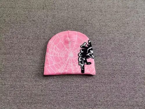 Other Spider Web Graphic No Cuff Beanie Hat Pink Size ONE SIZE - 1 Thumbnail
