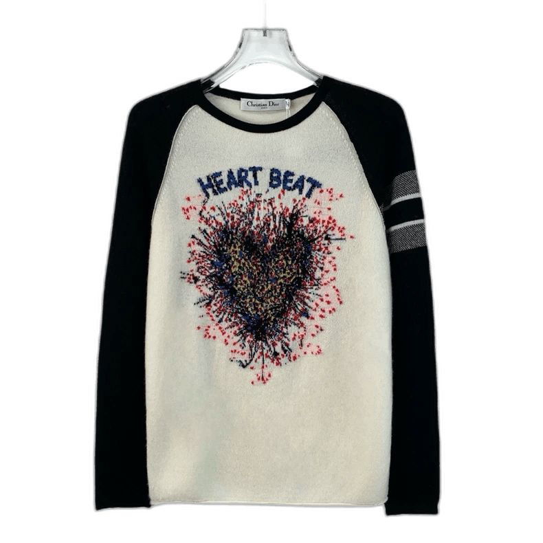 Dior Christian Dior Color Block Heart Knit Sweater Size US XXS / EU 40 - 1 Thumbnail