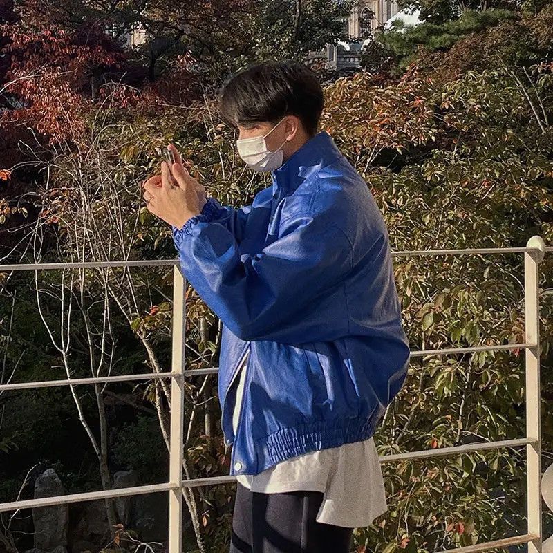 Japanese Brand × Vintage Vintage Streetwear Blue PU Leather Jacket Size US L / EU 52-54 / 3 - 4 Thumbnail