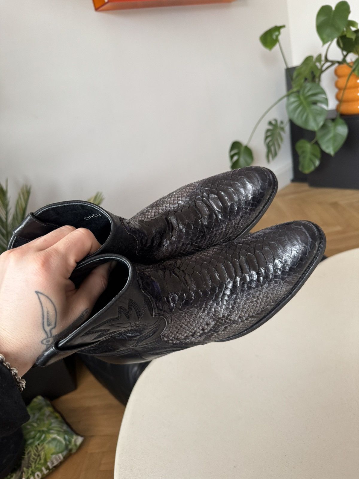 Leather Vintage Sendra Cowboy Leather Boots Washed Snake Skin Rare Size US 8 / EU 41 - 4 Thumbnail